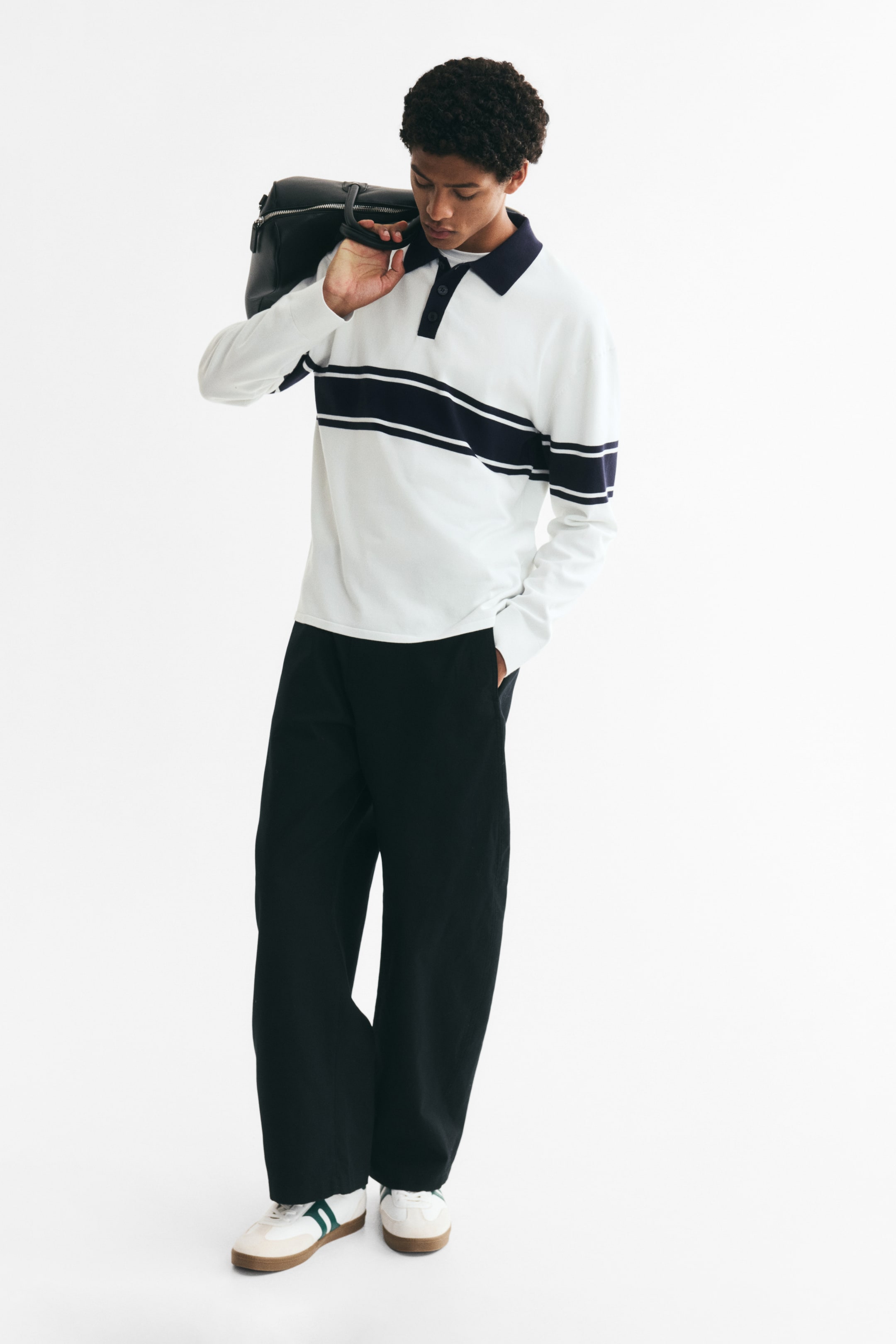 Loose-Fit Knit Polo Sweater