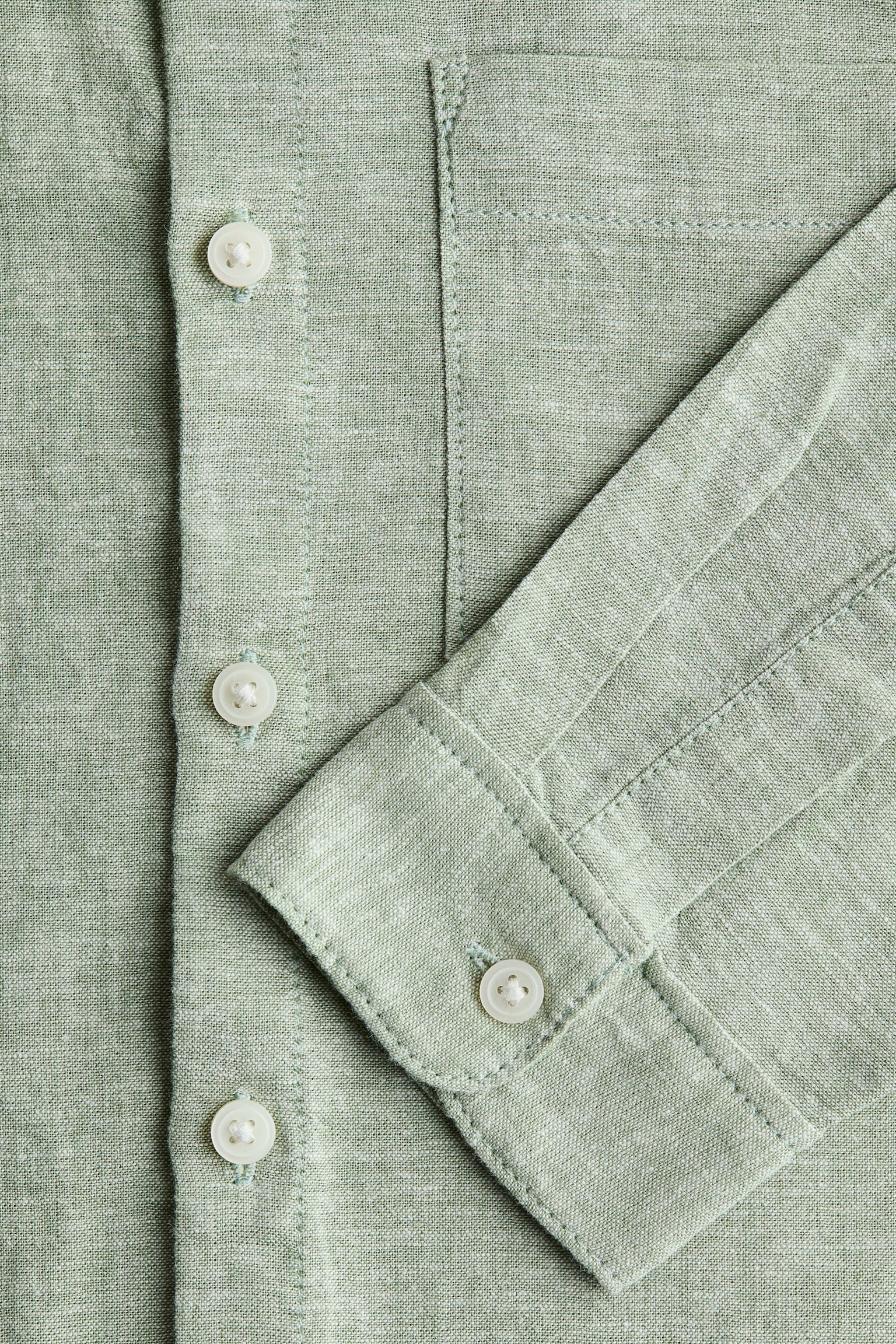 Linen-blend shirt - Light green marl/White/Light beige/Light blue/Striped - 2