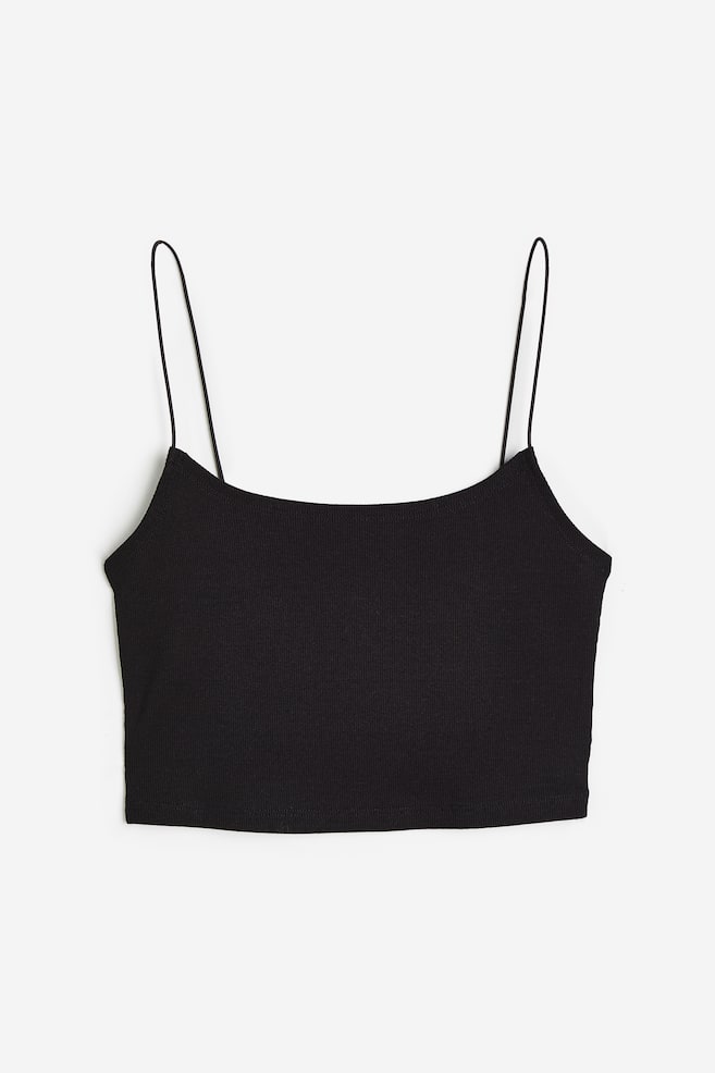 Cropped strappy top - Black/White/Beige - 2