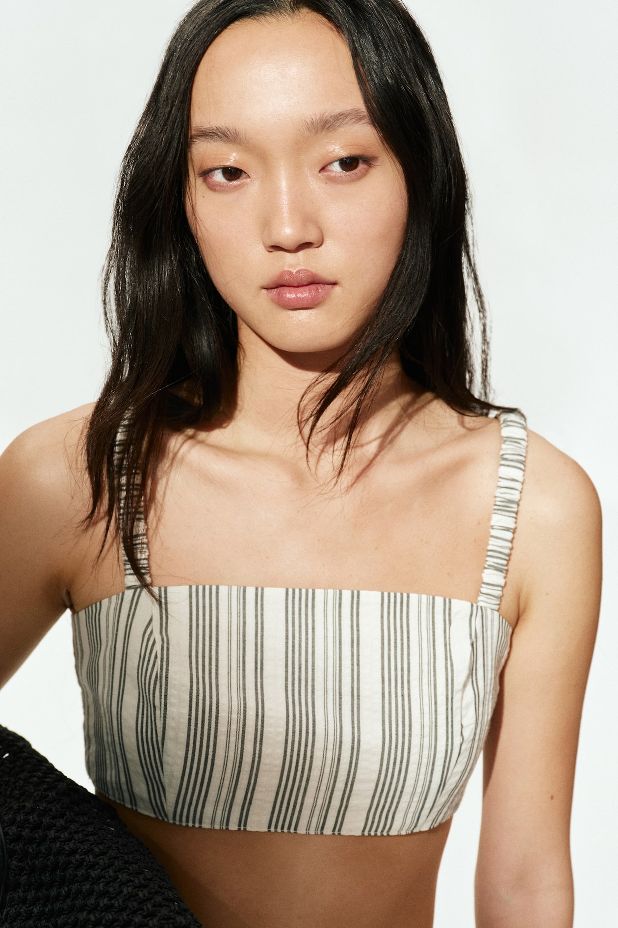 Croptop Wit grijs Gestreept DAMES H M BE croptop-wit-grijs-gestreept-dames-h-m-be