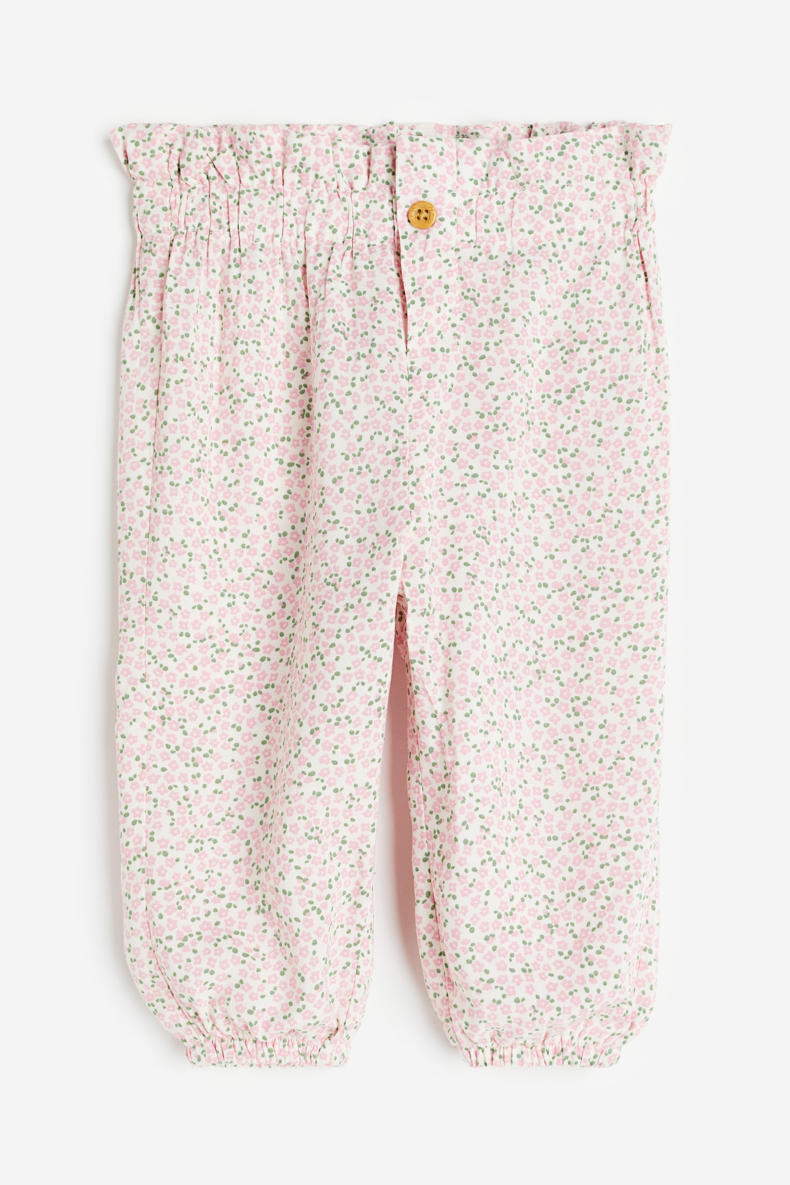 Paper Bag Pants - White/Pink floral - 1