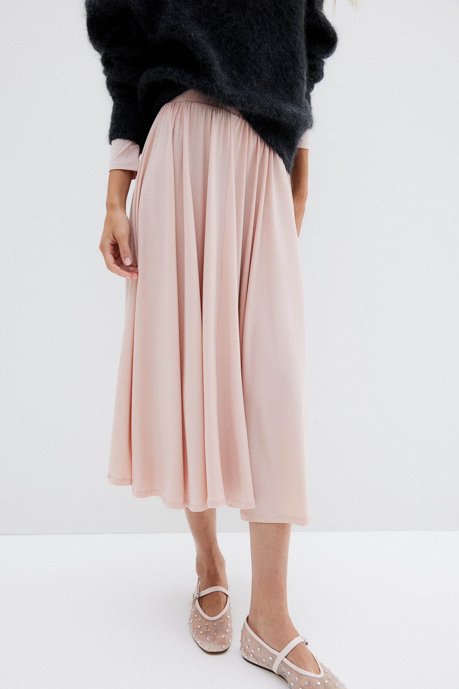 Circular jersey skirt - Dusty pink - 5