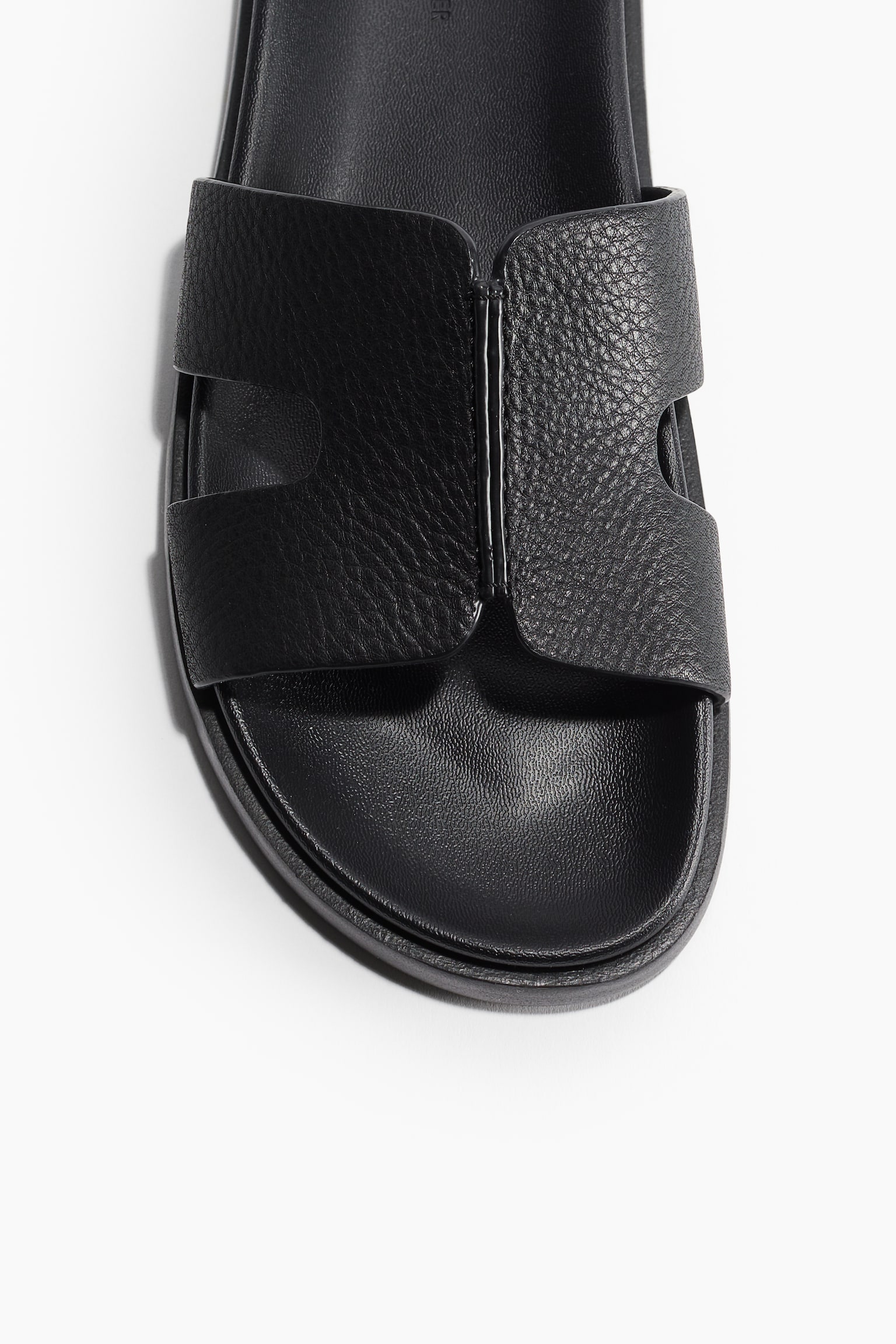 Leather Slides - Black/Dark brown - 3