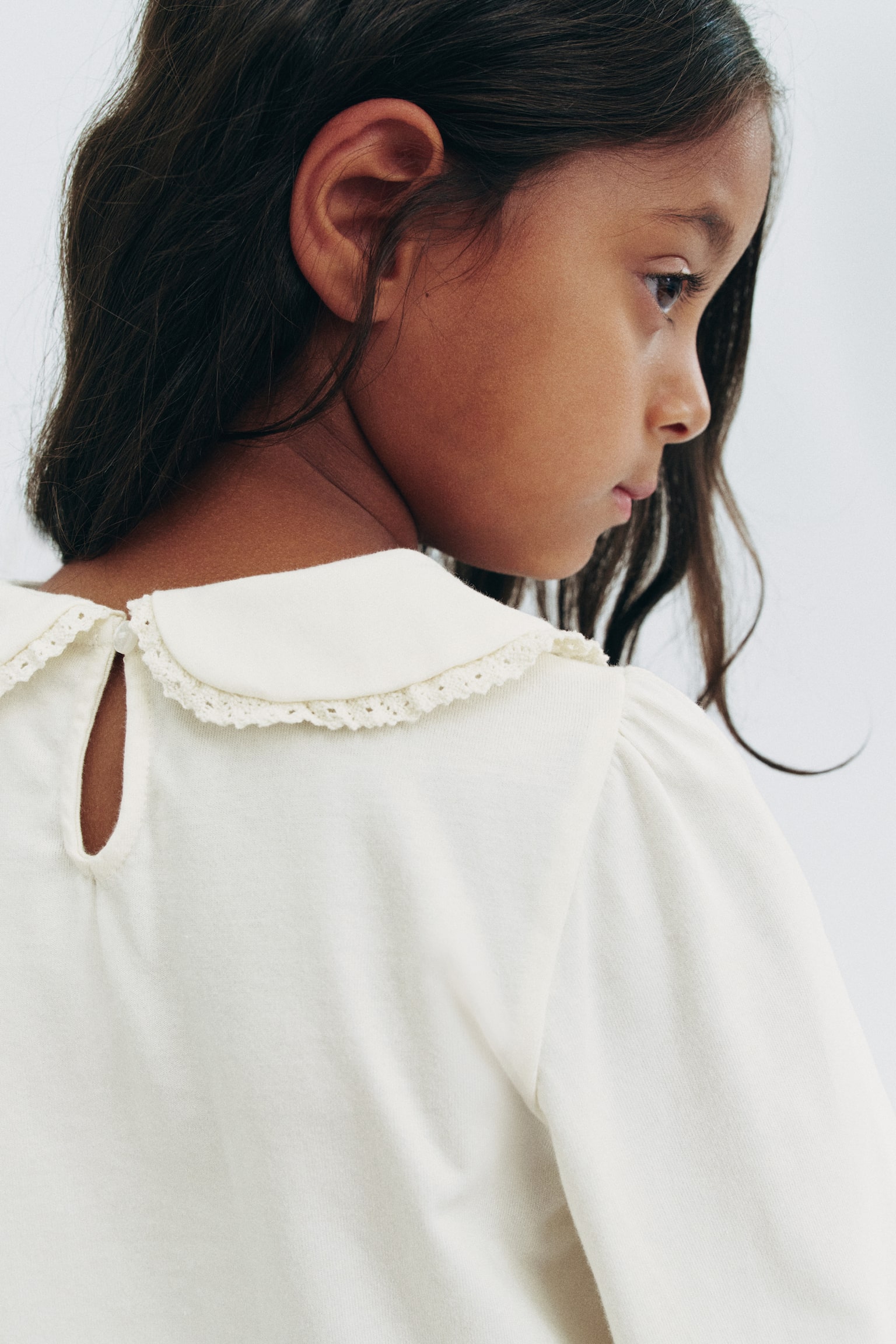 Детская блузка H&M Embroidered-Detail Cotton, цвет: Кремовый — фото 3