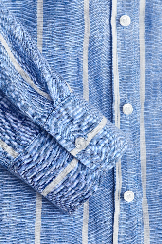 Camicia in lino - Blu/bianco righe/Nero/Bianco/Beige chiaro/dc - 3