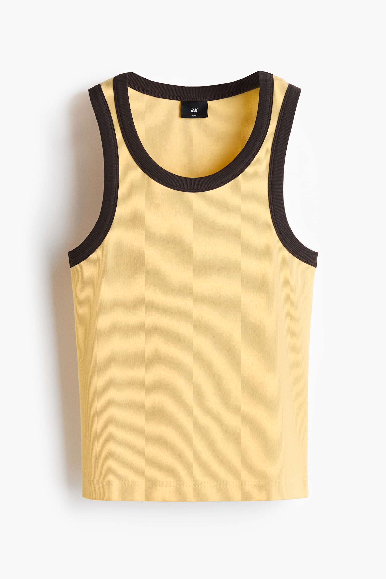 Slim Fit Cotton vest top - Yellow/White
