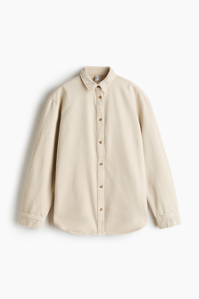 Oversized denim shirt - Light dusty beige/Khaki green/Denim blue - 1