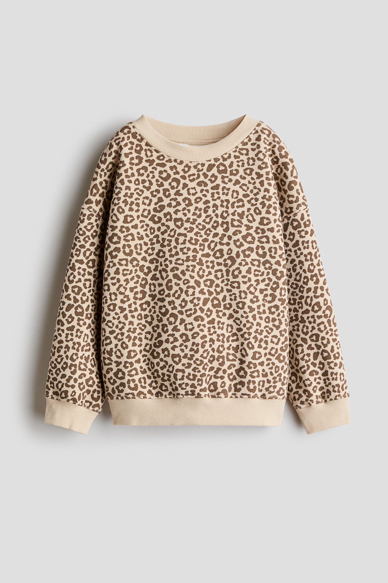 Sweatshirt mit angerauter Innenseite - Hellbeige/Leopardenprint/Graubraun/Herzen/Mattlila/Herzen/Türkis/Herzen/Helles Mattrosa/Kirschen/Cremefarben/Herzen/Light blue/Cherries/Helllila