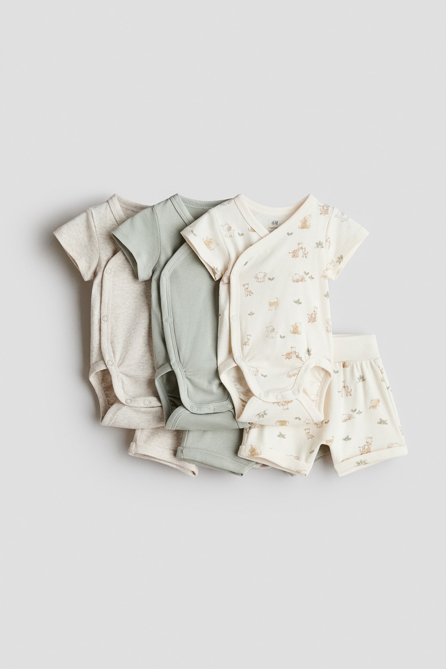 6-teiliges Jerseyset - Helles Mattgrün/Tiere/Helles Mattblau/Segelboote/Cremefarben/Orangen/Hellbeige/Herzen/Beige/Bär/Blau/Hellblau/Hellbeige/Geblümt
