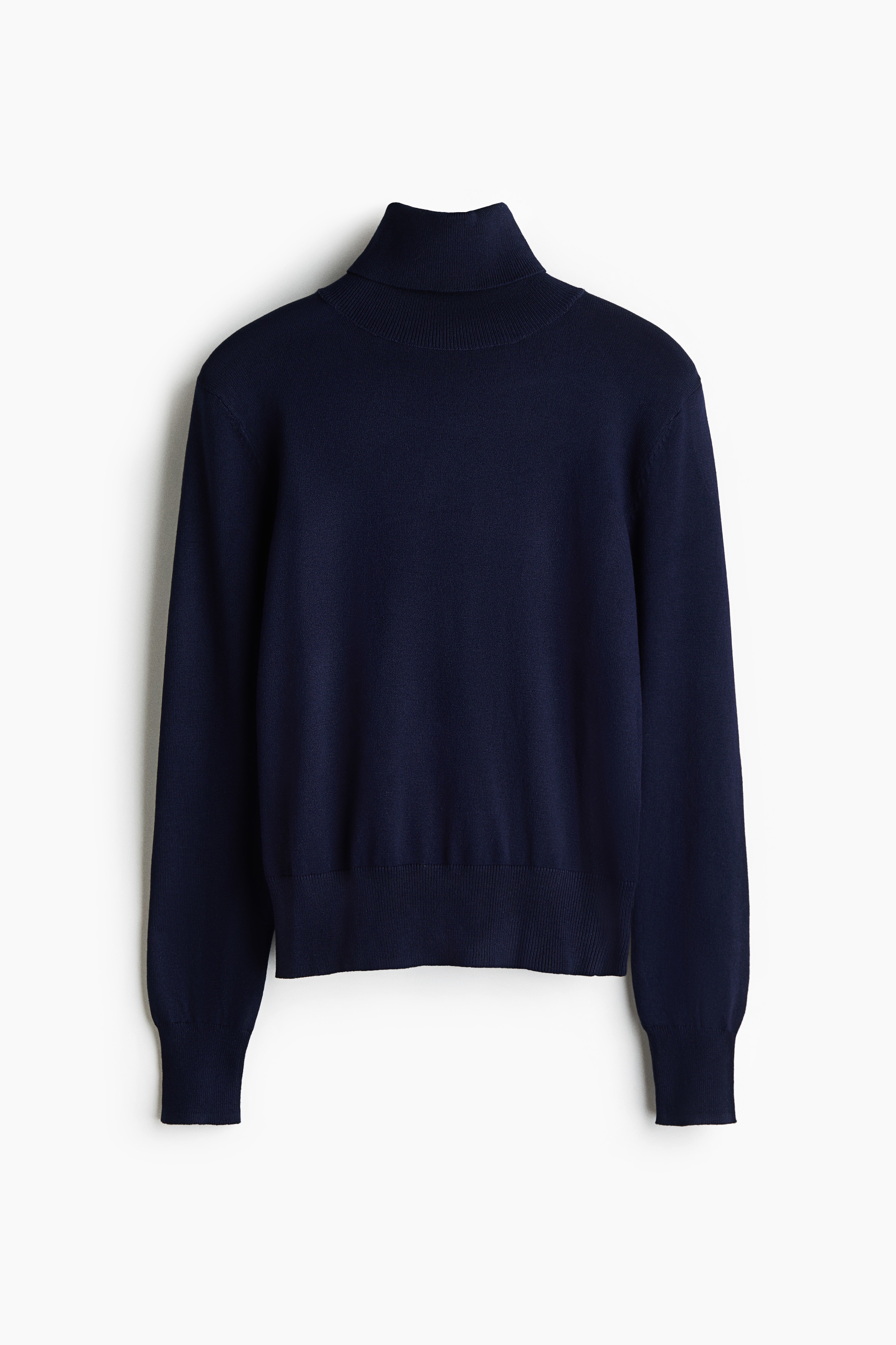 Fine-knit polo-neck jumper - Navy blue