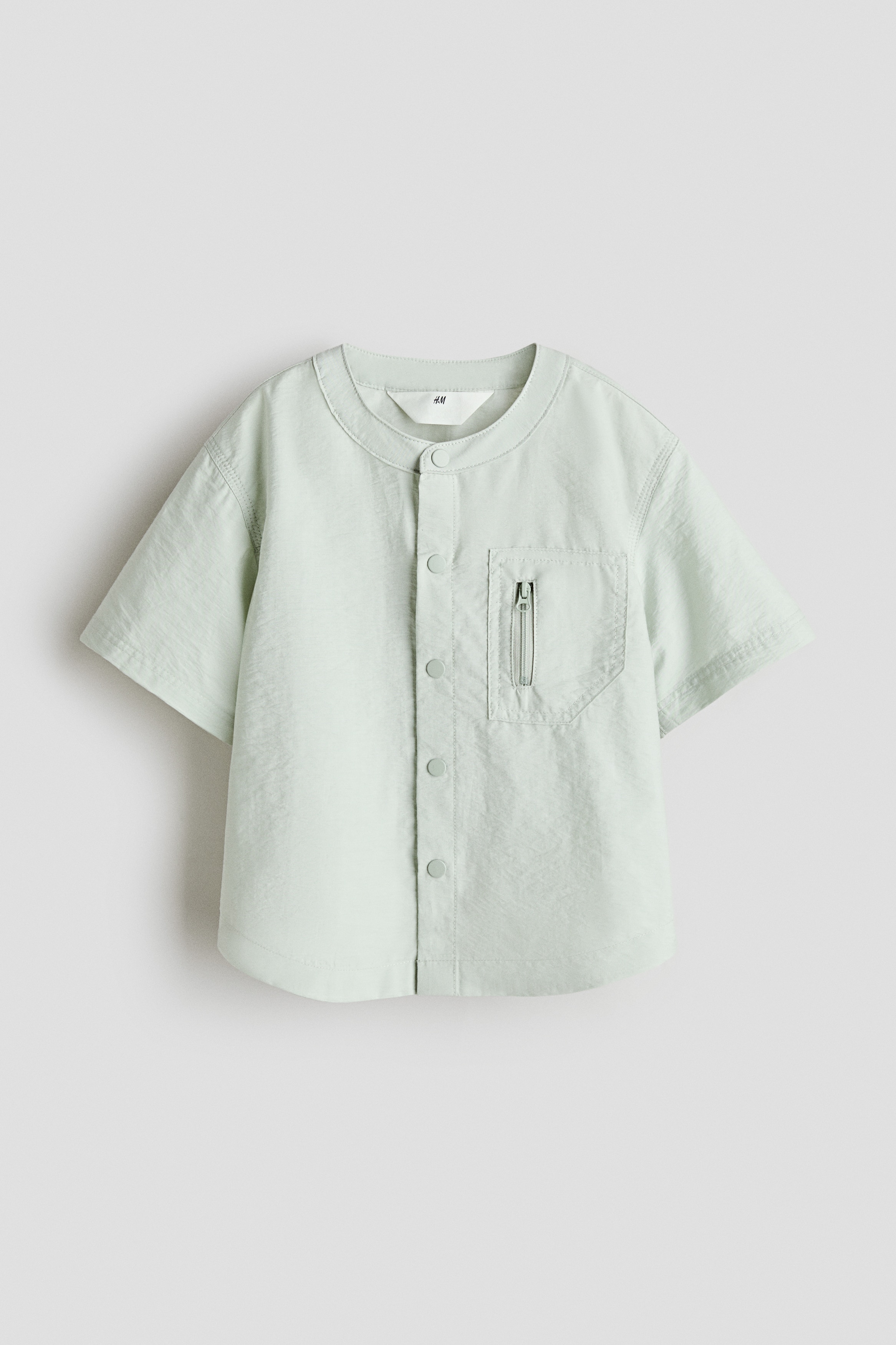 쇼트 슬리브 오버셔츠 - 라이트 더스티 그린