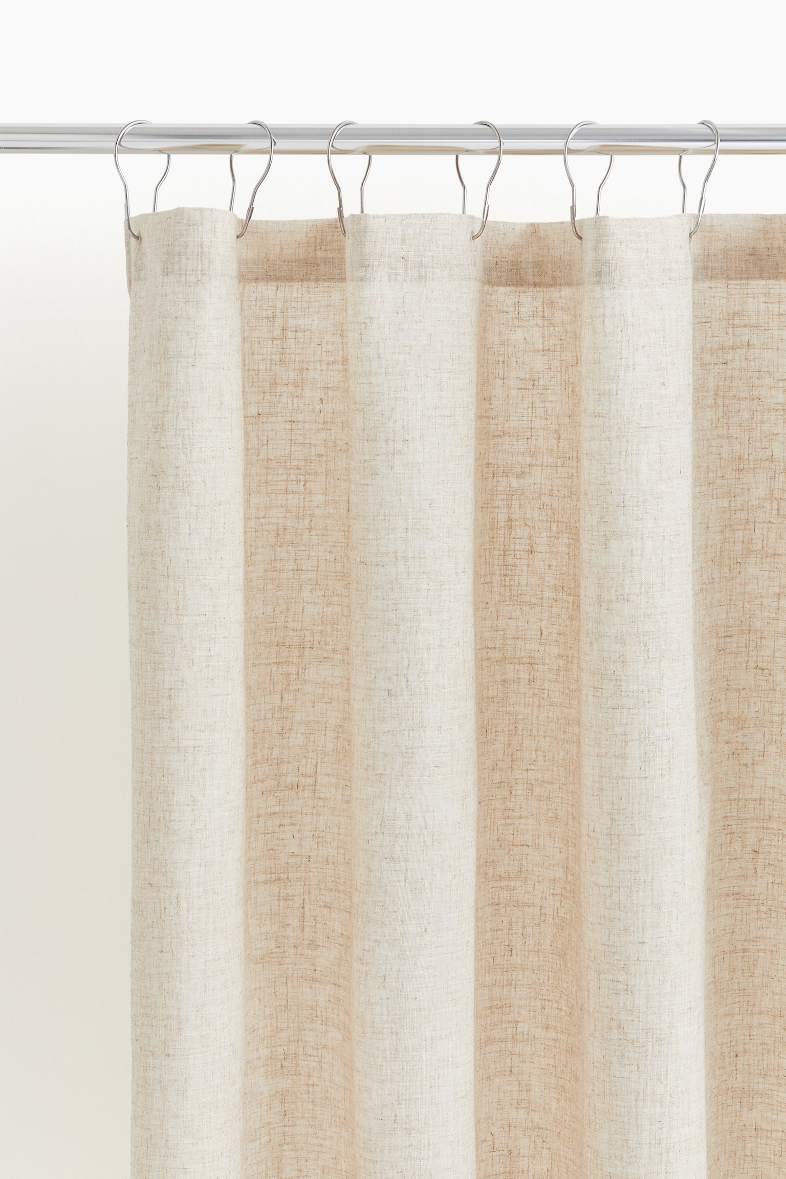 Linen-blend shower curtain - ライトベージュ - 1