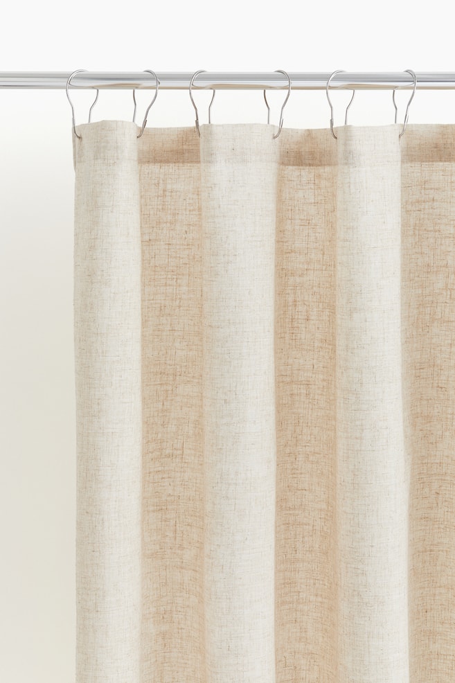 Tenda per doccia in misto lino - Beige chiaro/Bianco - 1