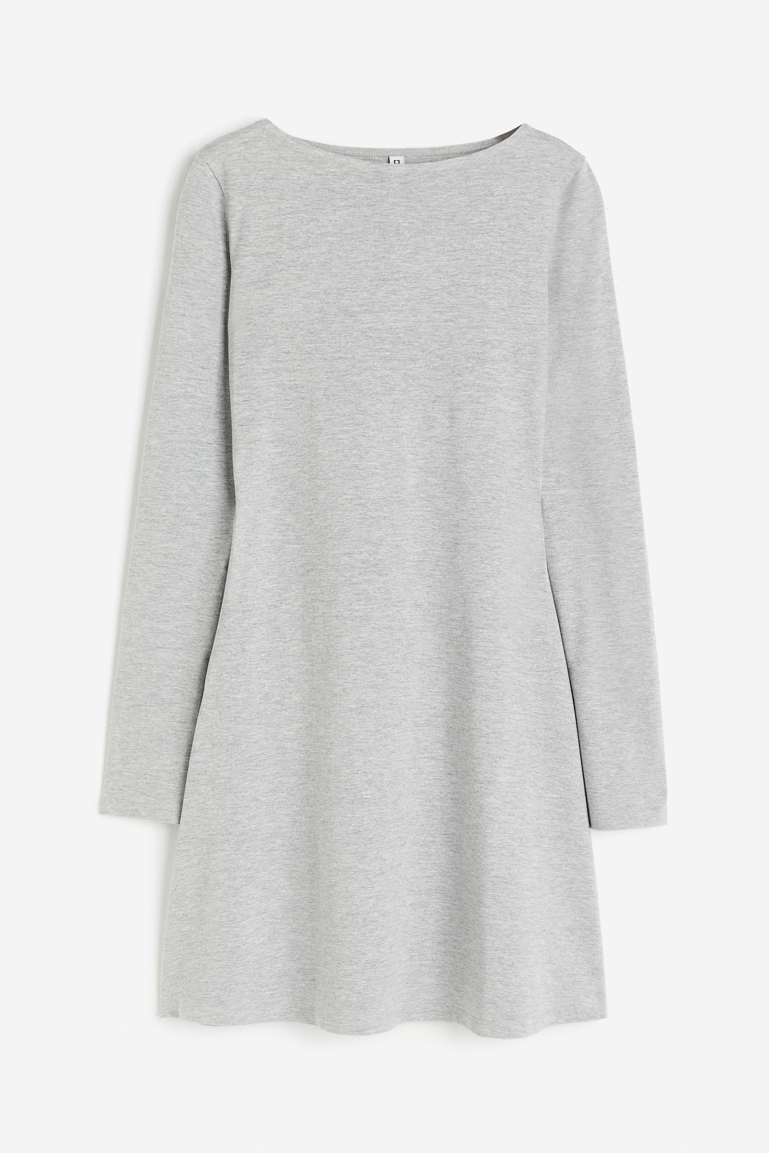 Flared-skirt jersey dress - Light grey marl/Light grey/Dark green/Black - 1