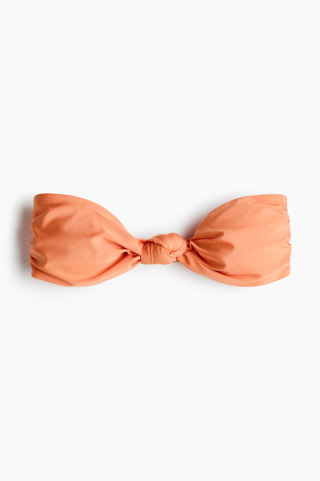 Haut de maillot bandeau paddé - Orange/Rose/rayures beige clair - 1