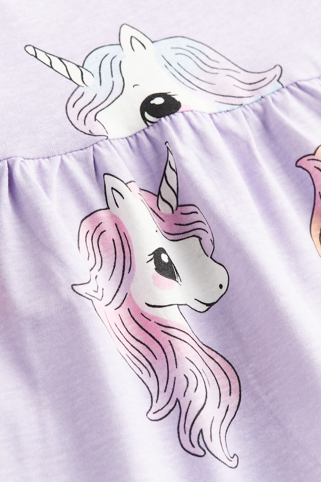 Cotton jersey dress - Lilac/Unicorns/Turquoise/Rainbows/Light pink/Hearts/Light grey/Rabbits/dc/dc/dc/dc/dc - 4
