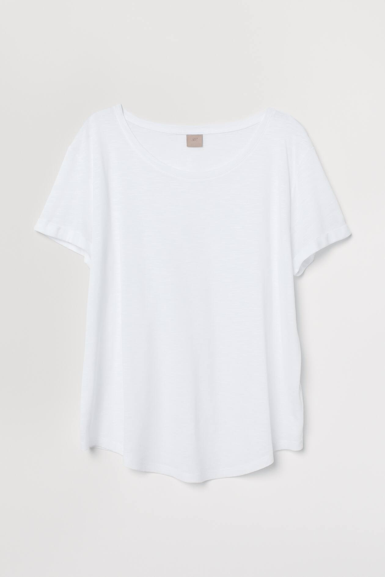 H&M+ Modal-blend T-shirt - Round Neck - Short sleeve - White - Ladies ...