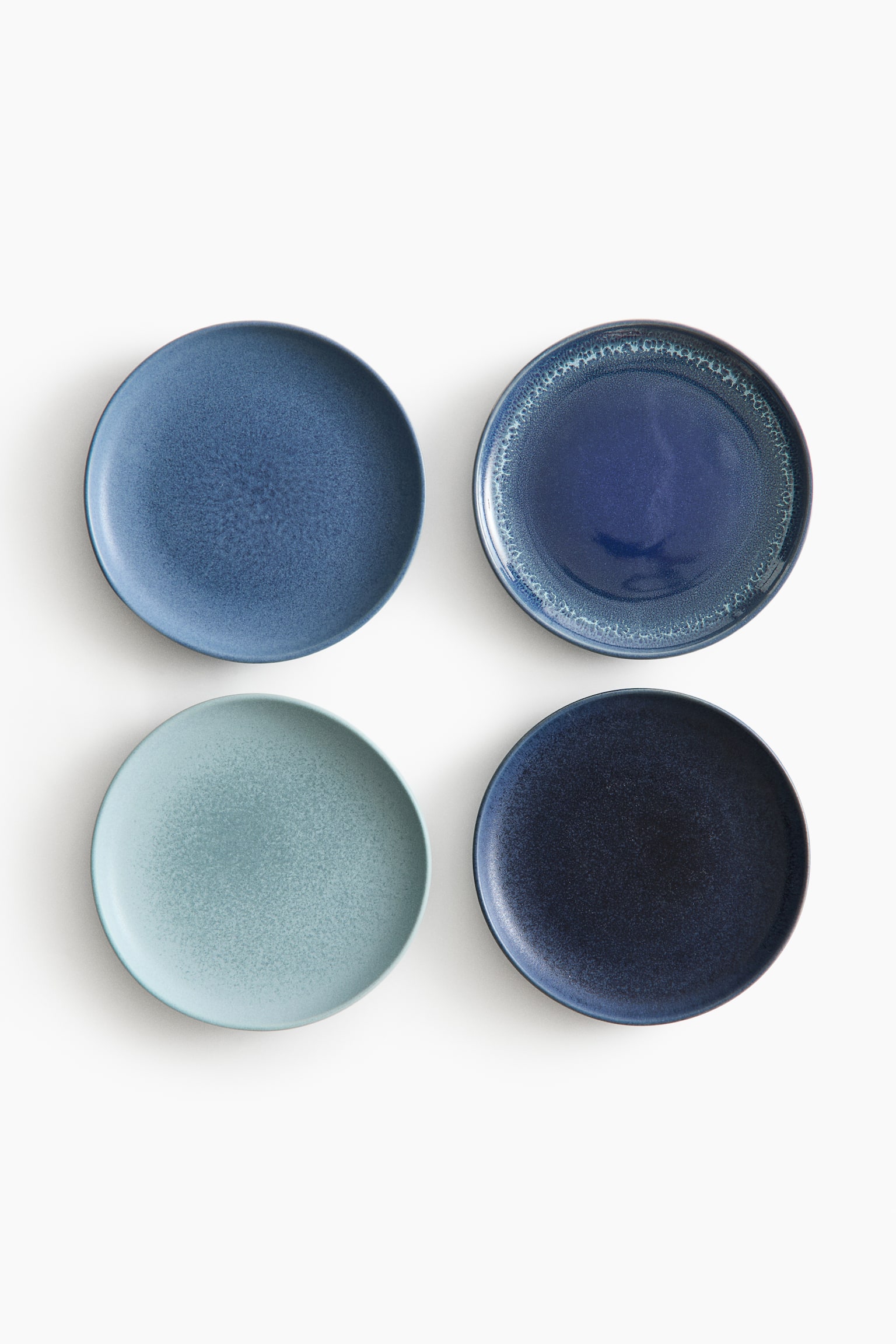Pack de 4 platos de pan en gres - Azul empolvado/Azul marino/Marrón oscuro/Beige
