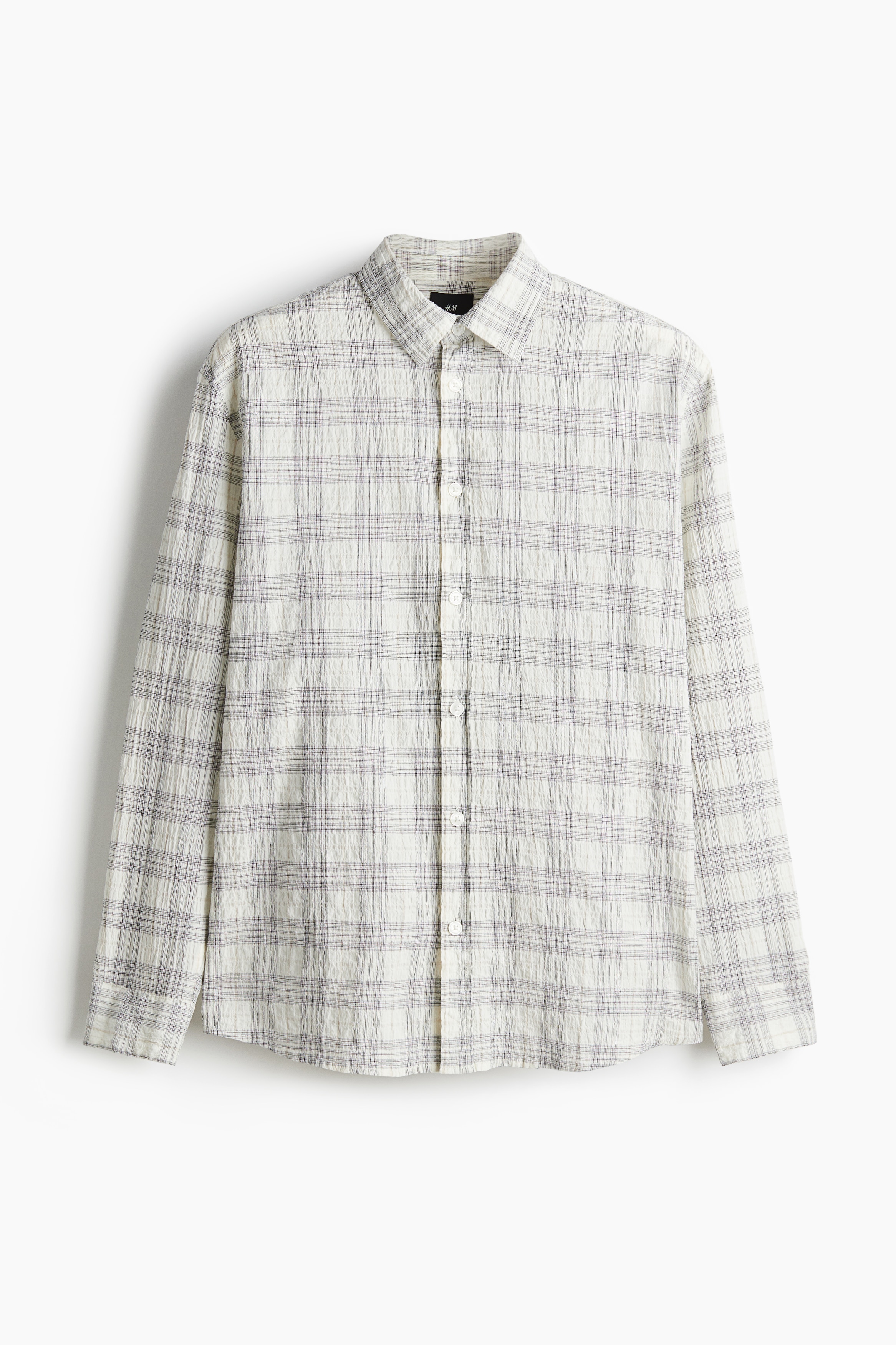 Loose Fit Textured shirt - Cream/Checked/White/Striped