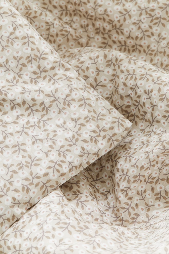 Cot duvet cover set - Light beige/Floral - 2