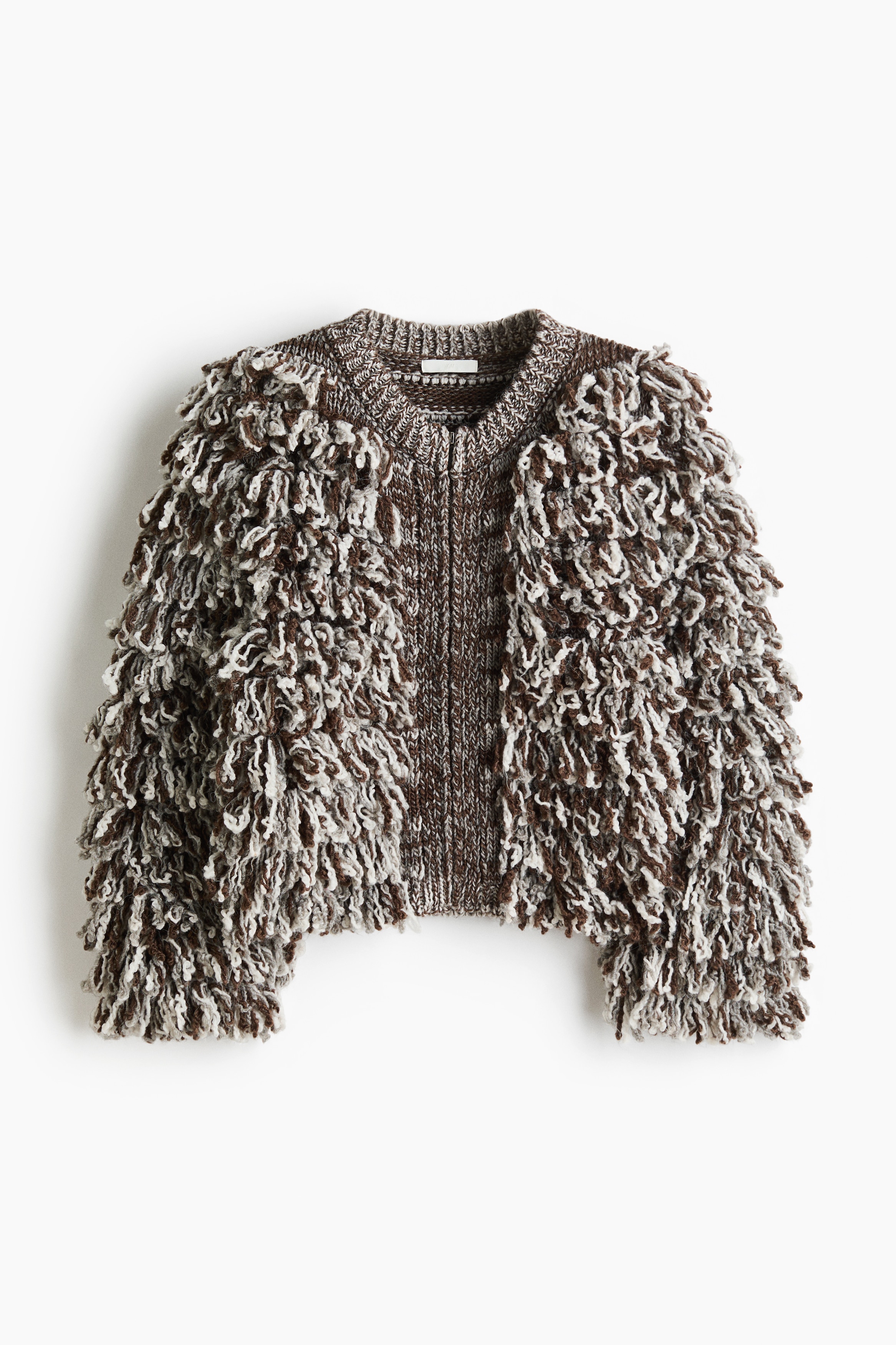 Gilet en maille bouclette - Marron/blanc