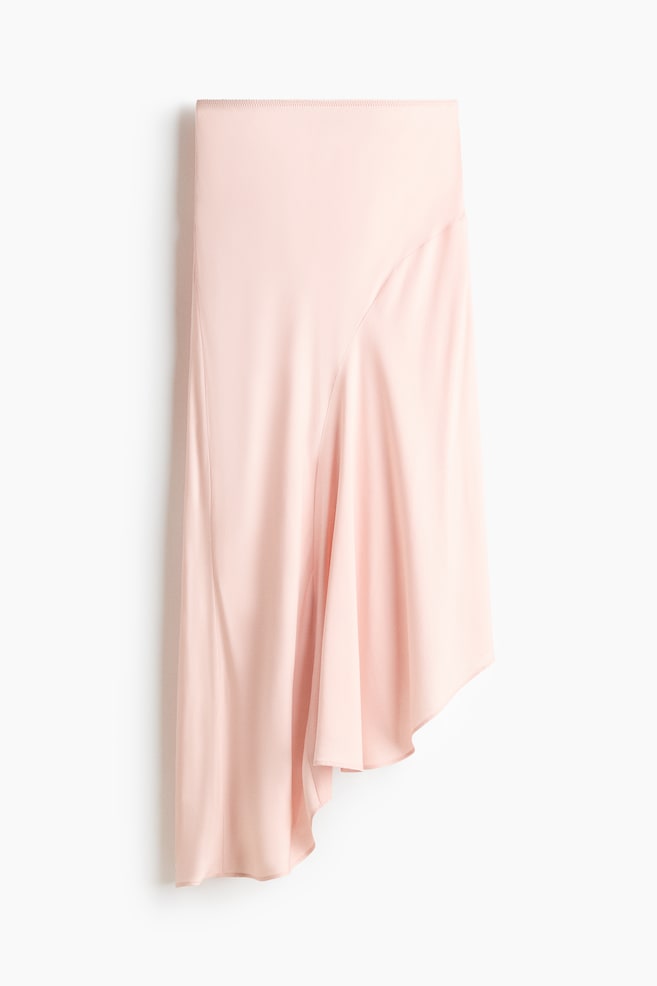 Asymmetric satin skirt - Light pink/Black - 1