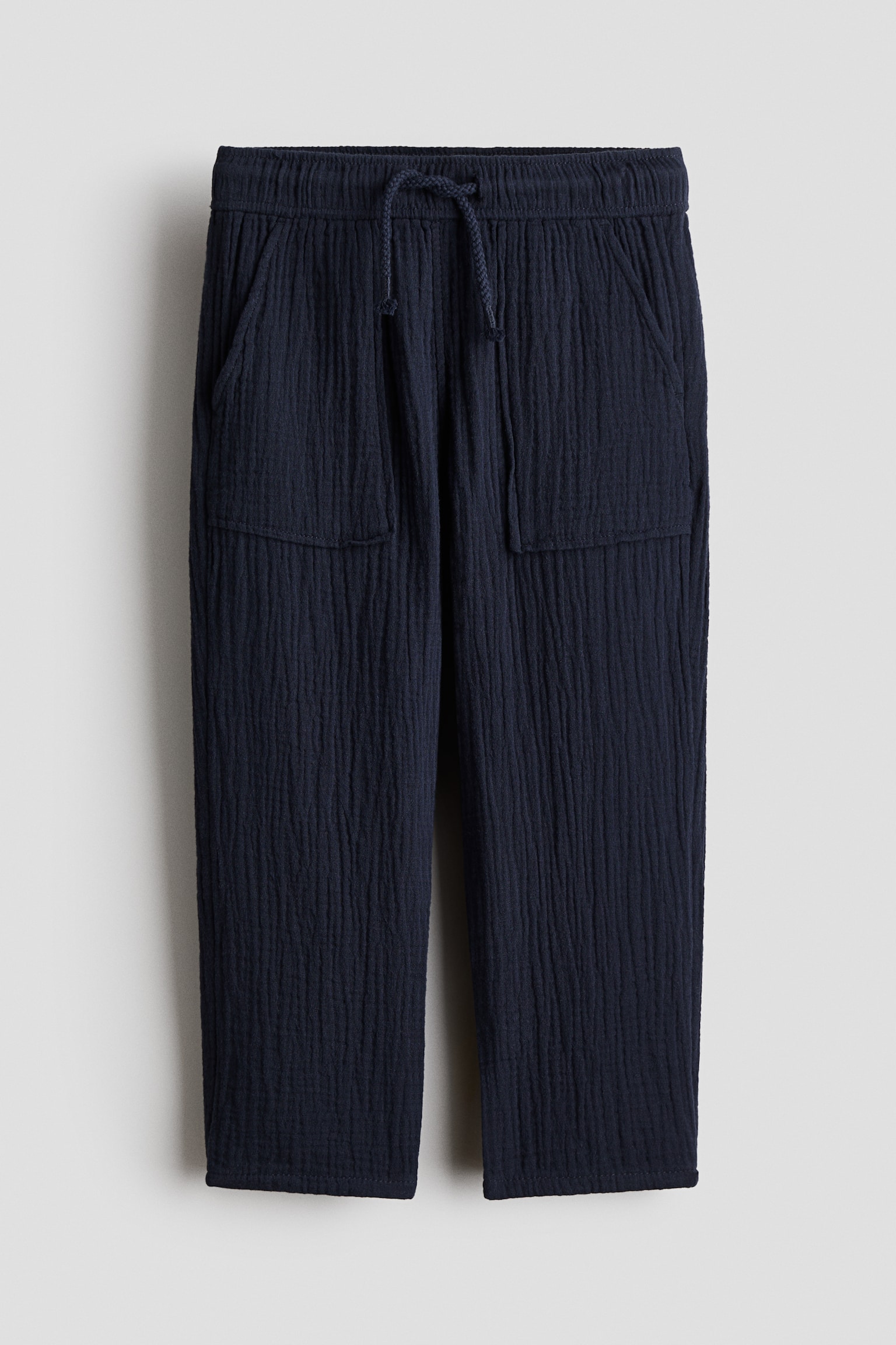 Muslin drawstring trousers - Navy blue/Teal/Dark brown/White/Blue striped - 2