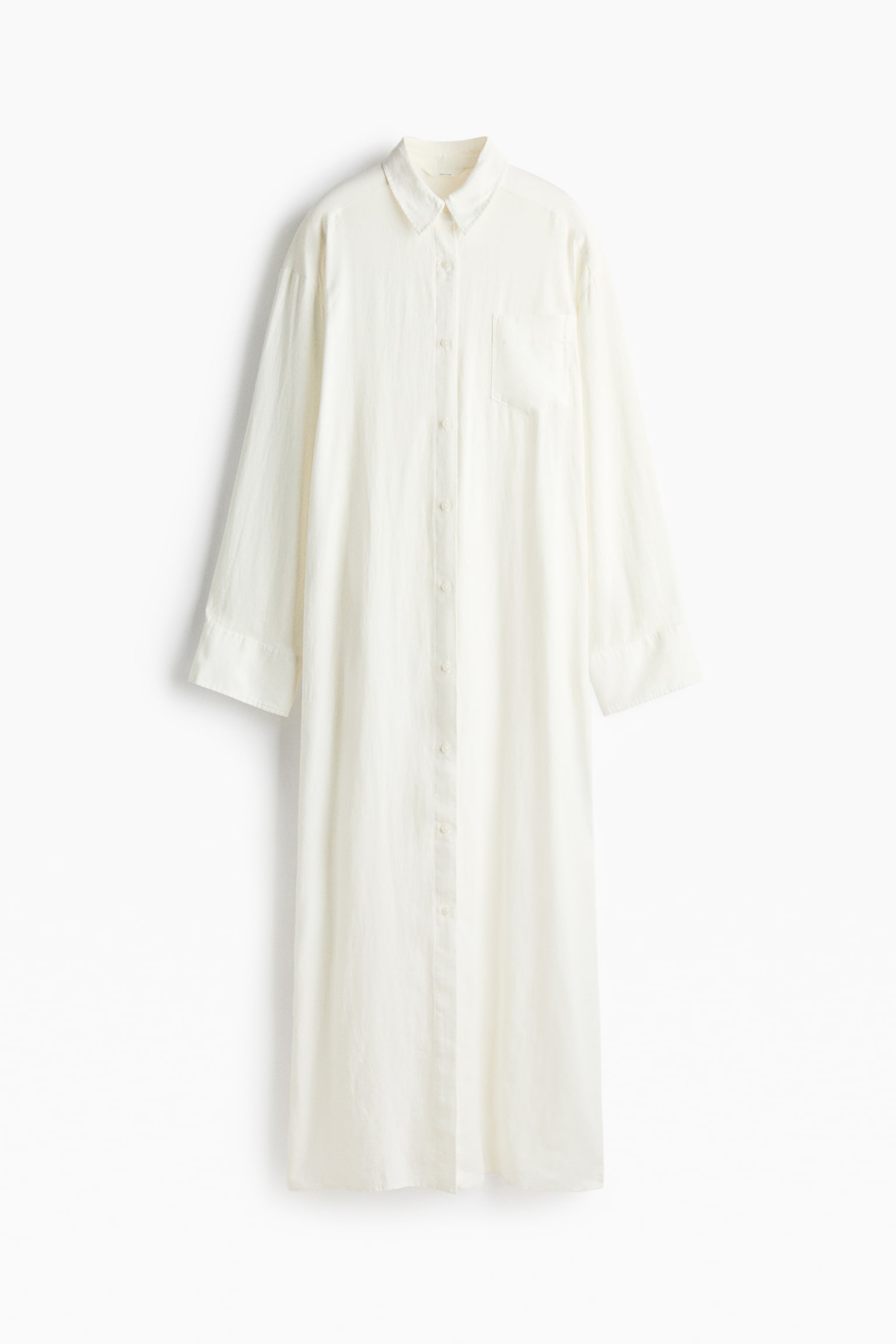 Женское платье H&M Linen-Blend Shirt Dress, цвет: Белый — фото 1