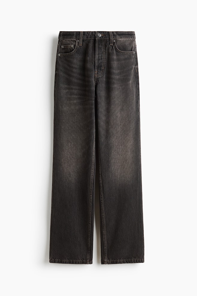 Straight High-Waist Jeans - Washed brown - 1