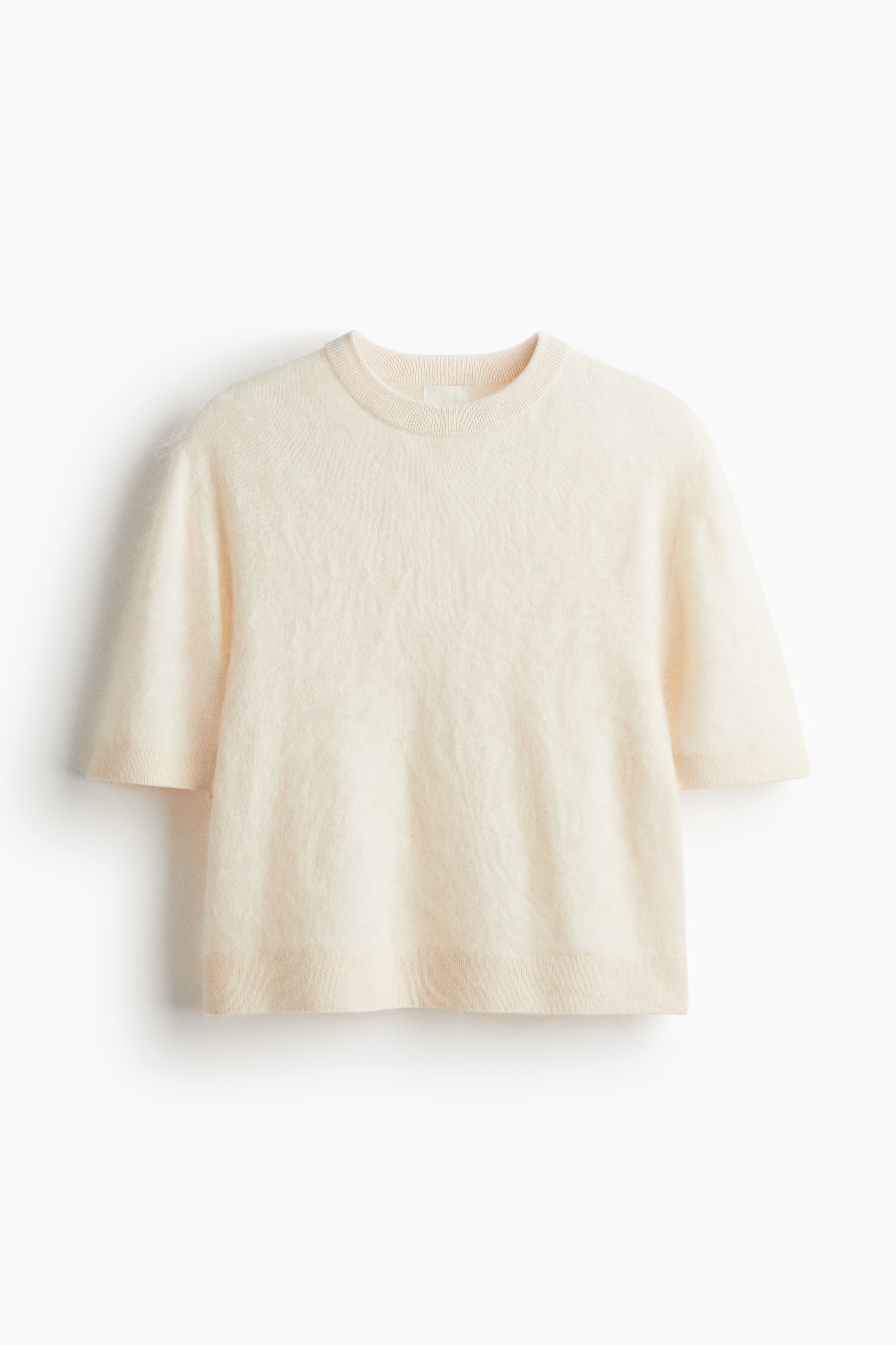 Brushed cashmere top - Cream/Grey marl/Dark grey