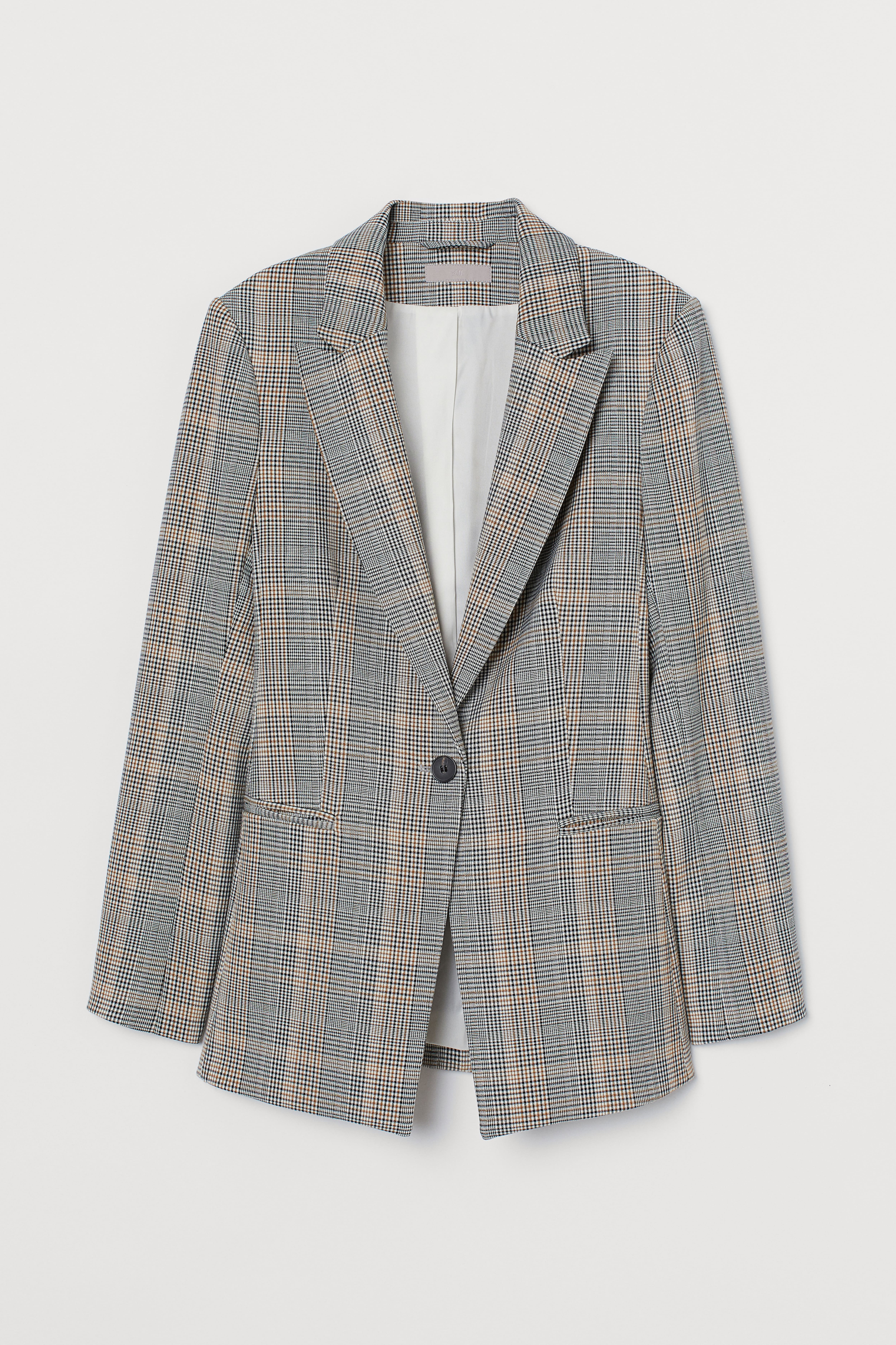 Checked Blazer Cream light brown Ladies H M US