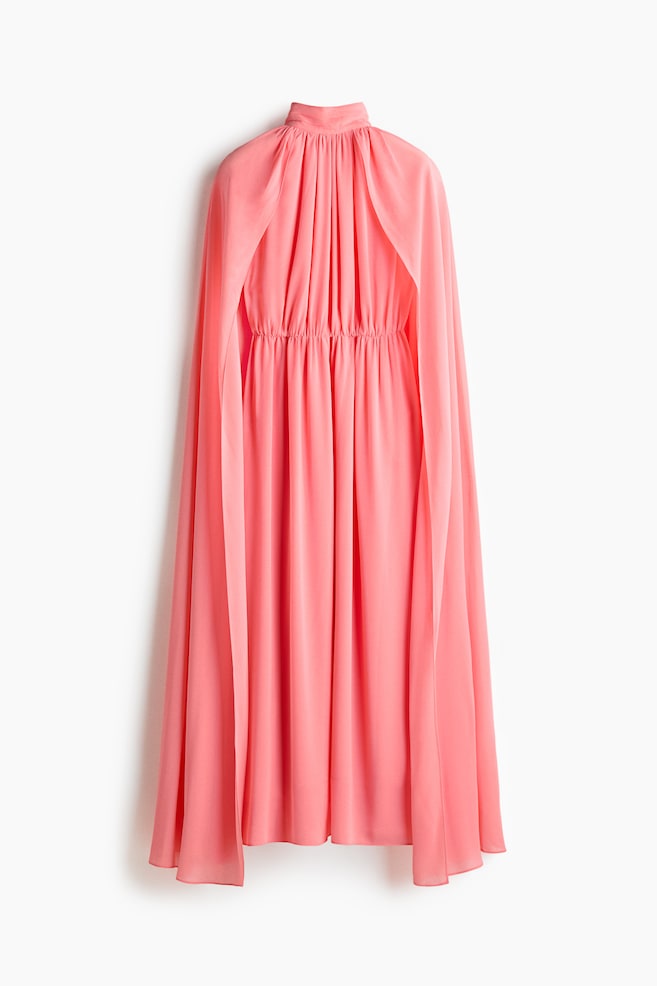 Vestido drapeado con capa decorativa - Rosa - 1