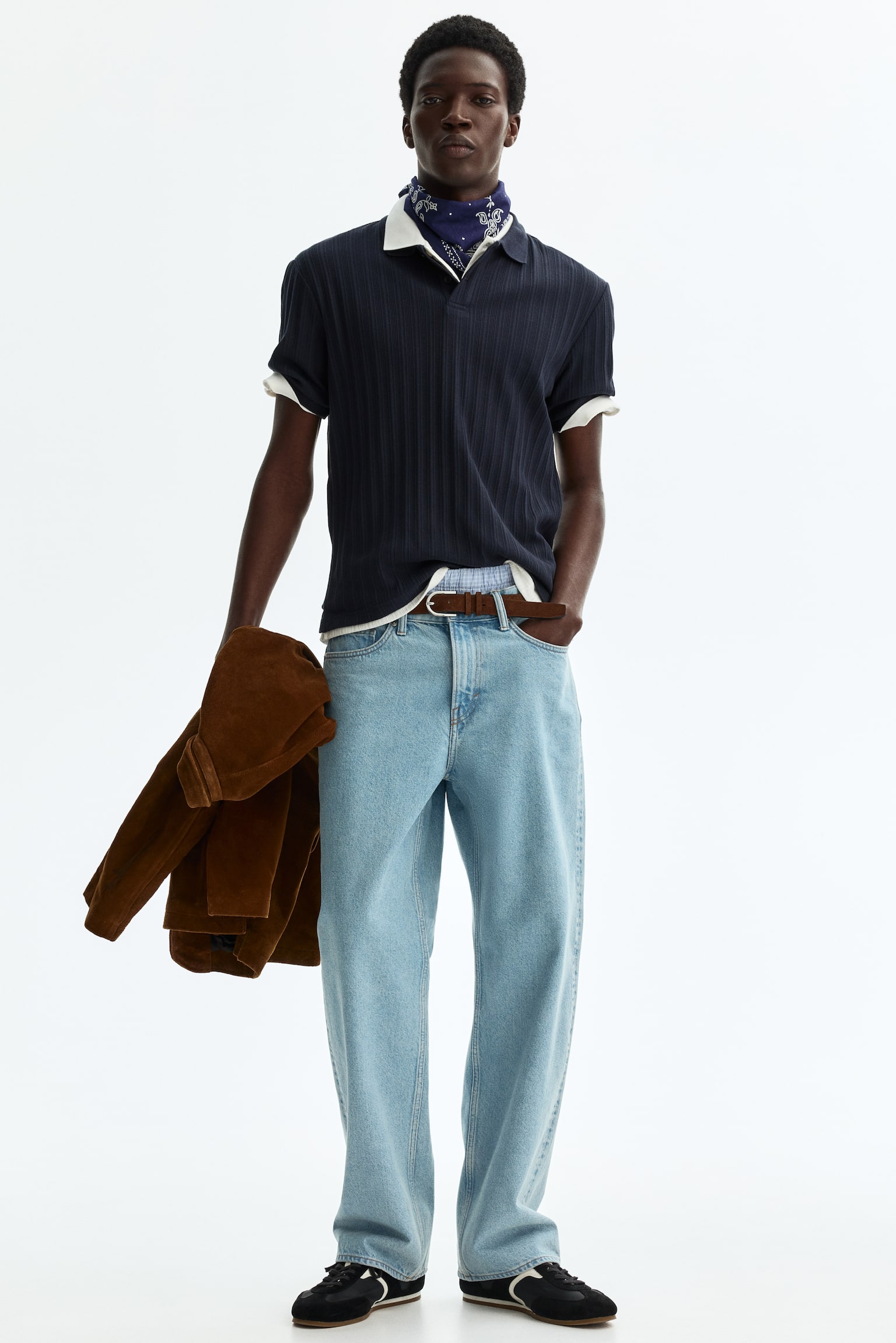 Polo en punto con textura Slim Fit-Azul marino - 5