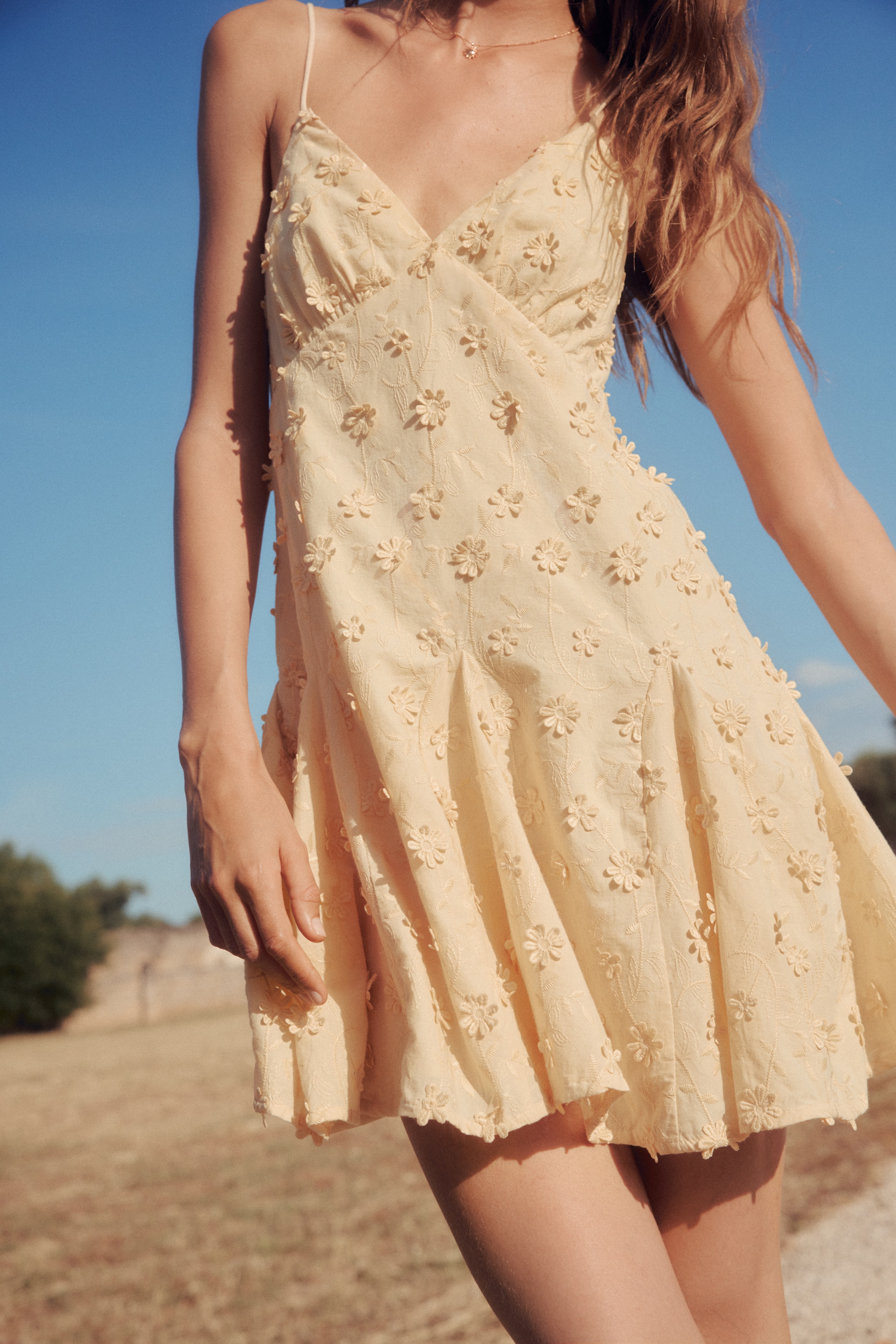 Appliquéd cotton dress