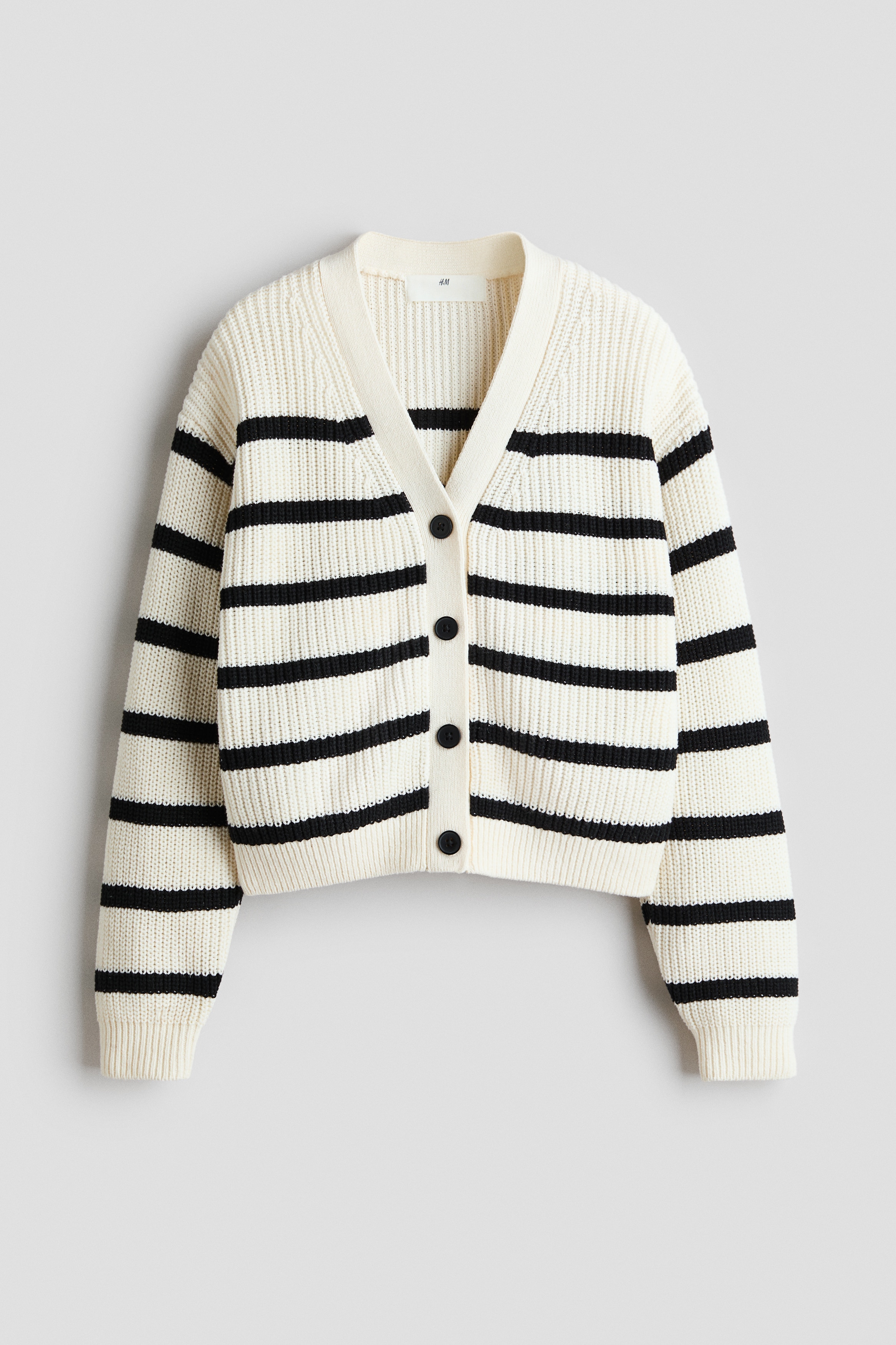 Cardigan in Rippstrick - Cream/Black striped/Cremefarben/Cremefarben/Weiß/Schwarz gestreift/Marineblau