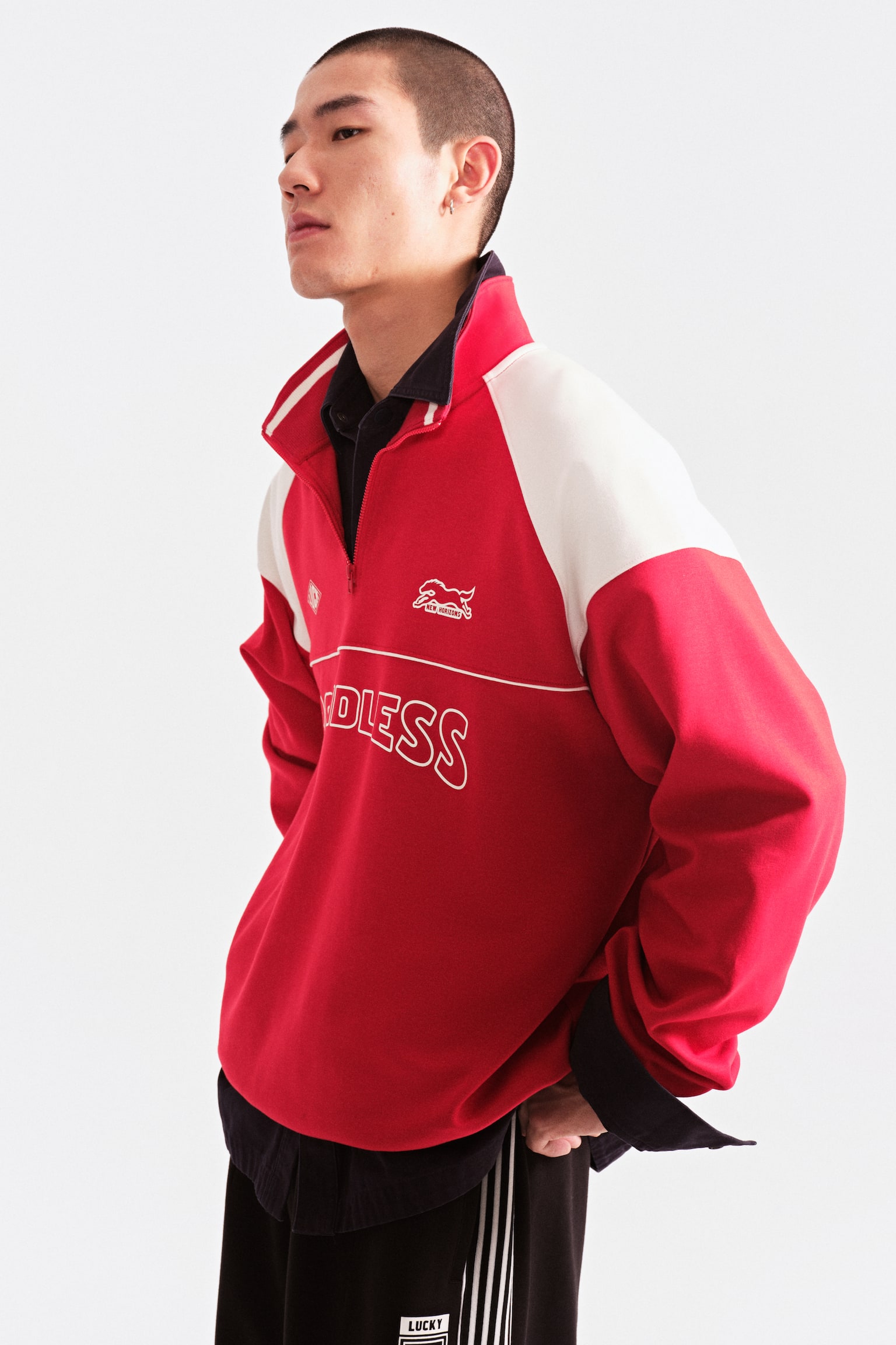 Loose Fit Printed zip-top sweatshirt - Red/Boundless - 7