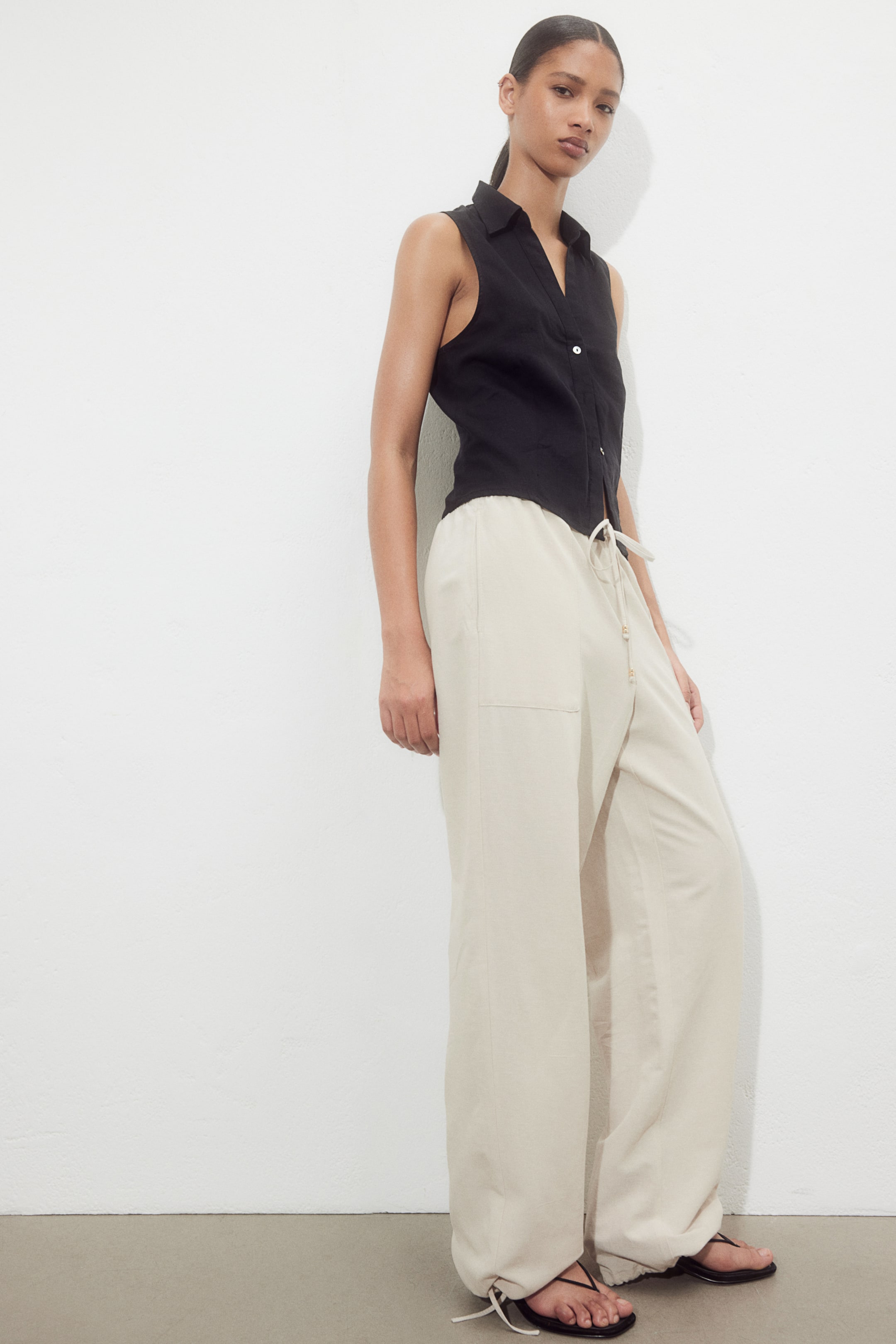 Linen-blend Pull-on Pants