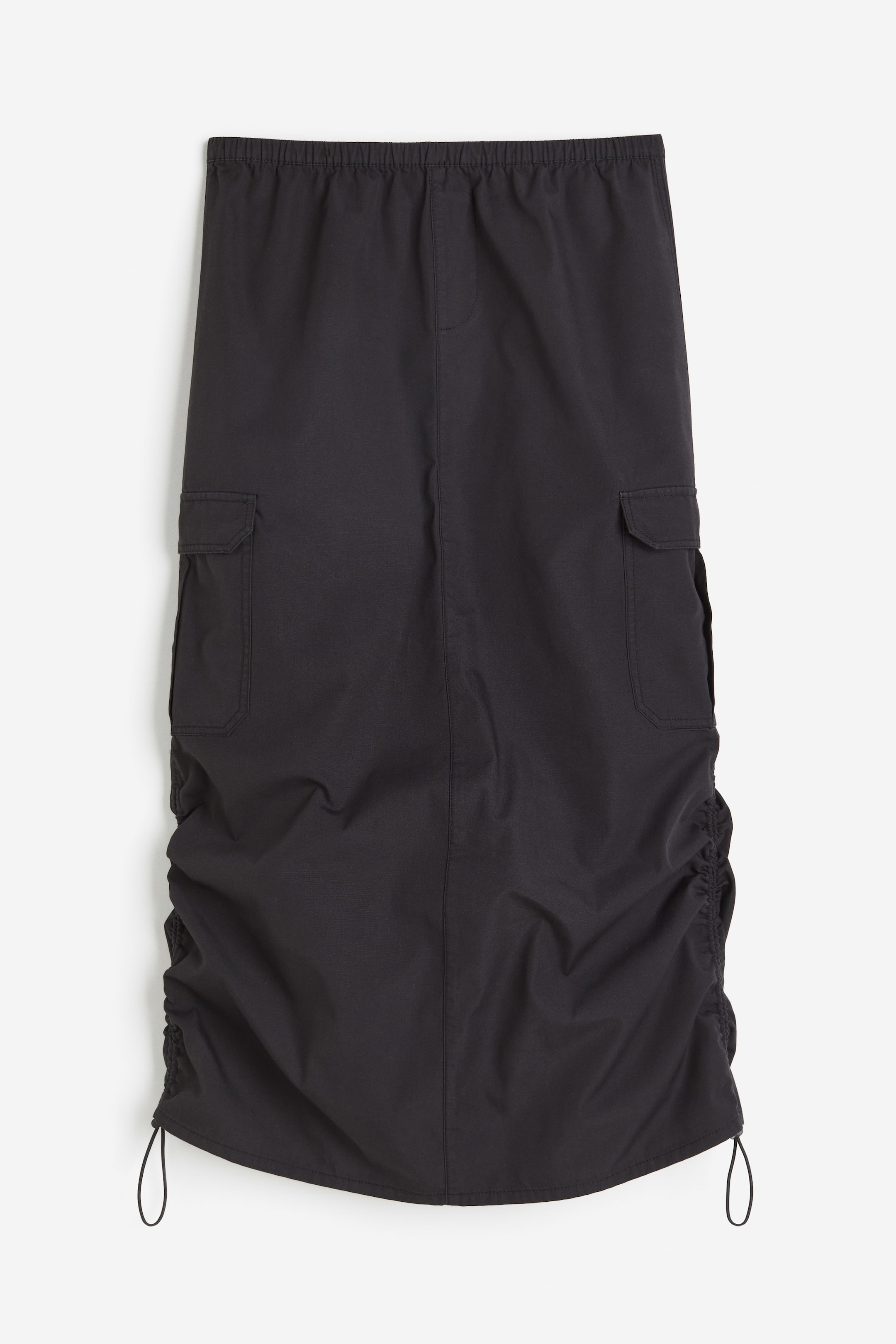 Cotton parachute skirt - Regular waist - Midi - Black - Ladies | H&M GB