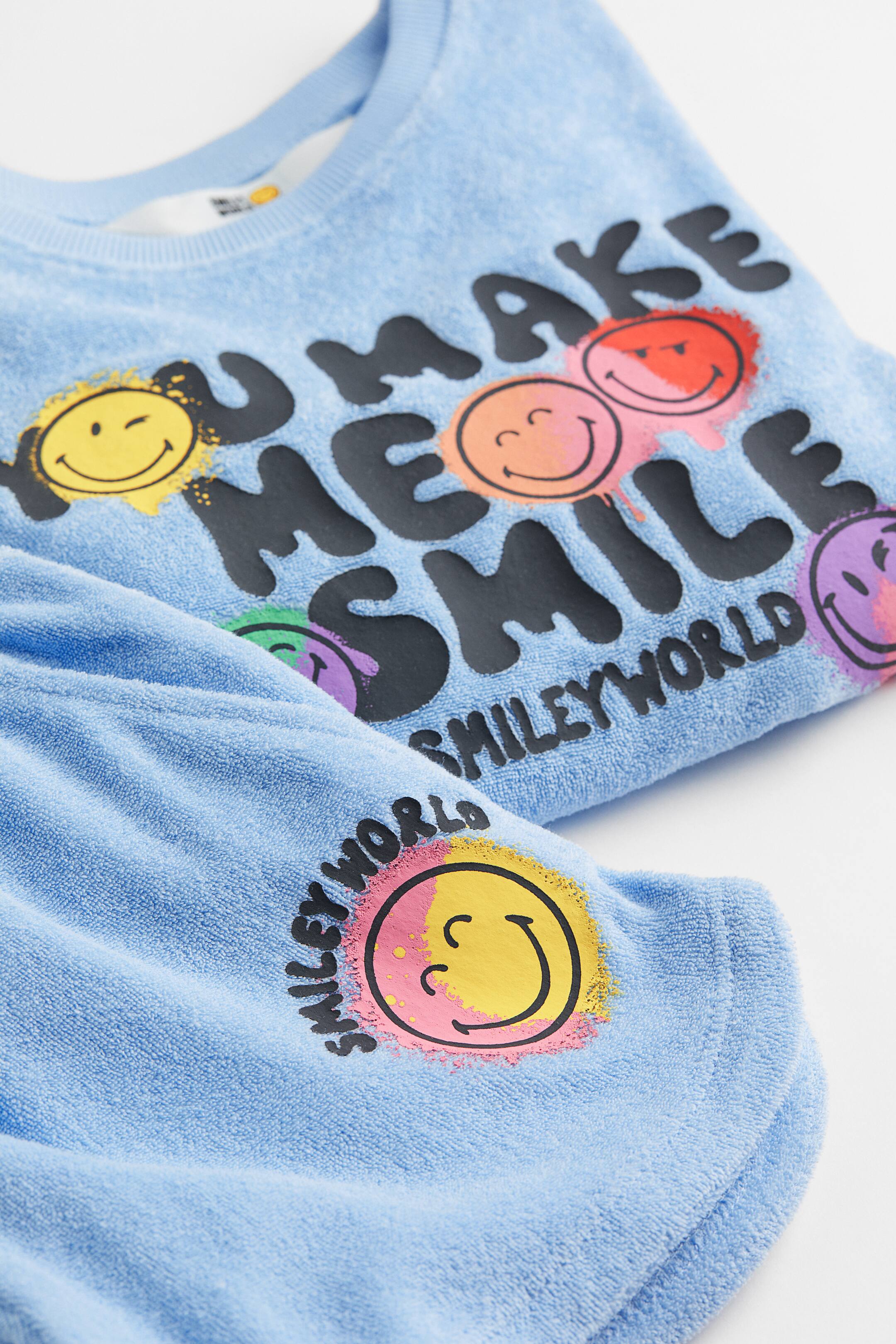 Ingrandisci l'immagine: Set 2 pezzi in spugna stampata - Azzurro/Smiley World - BAMBINO | H&M CH 2