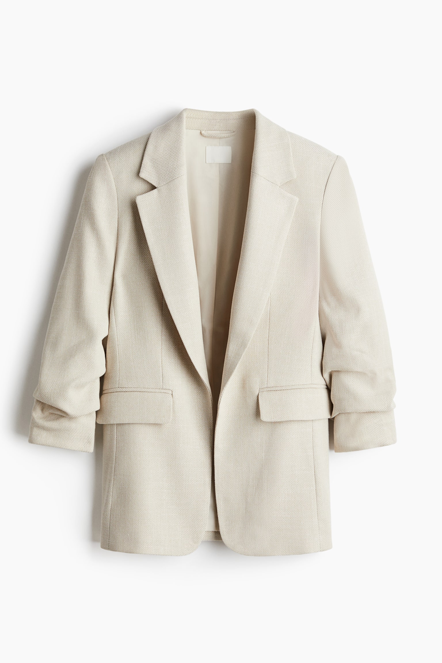 Gathered Sleeve Blazer - Light beige/Navy blue/Cream/Navy blue/Light beige/Beige - 2