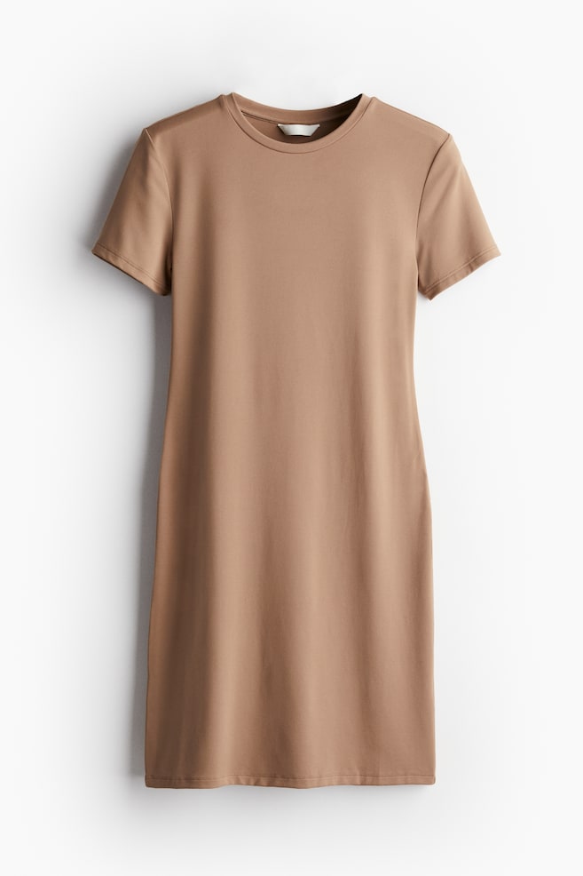 Vestido camiseta de microfibra - Beige oscuro/Negro/Gris oscuro - 1