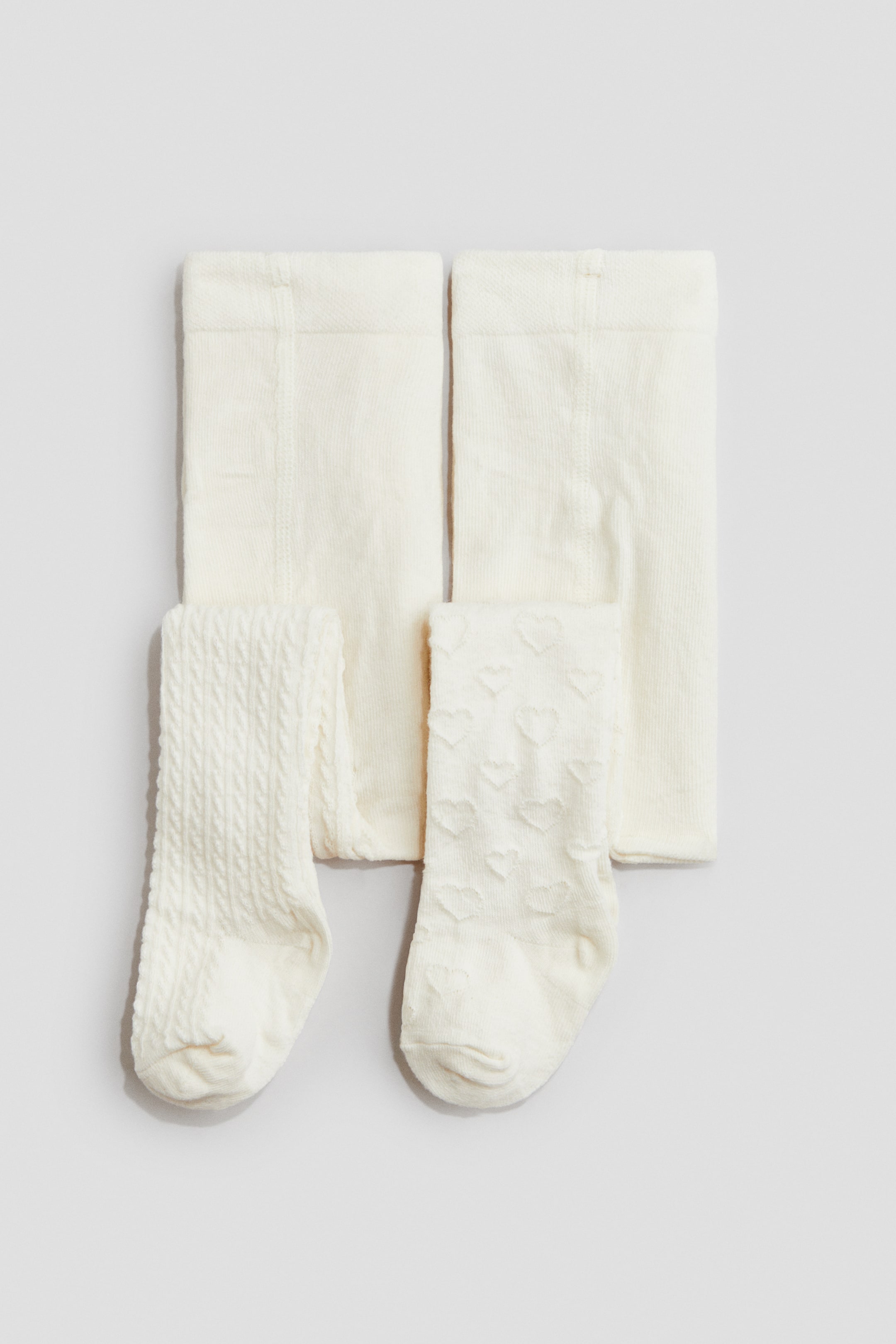 Ingrandisci l'immagine: Calzamaglia in maglia strutturata 2 pezzi - Crema - BAMBINO | H&M CH 1