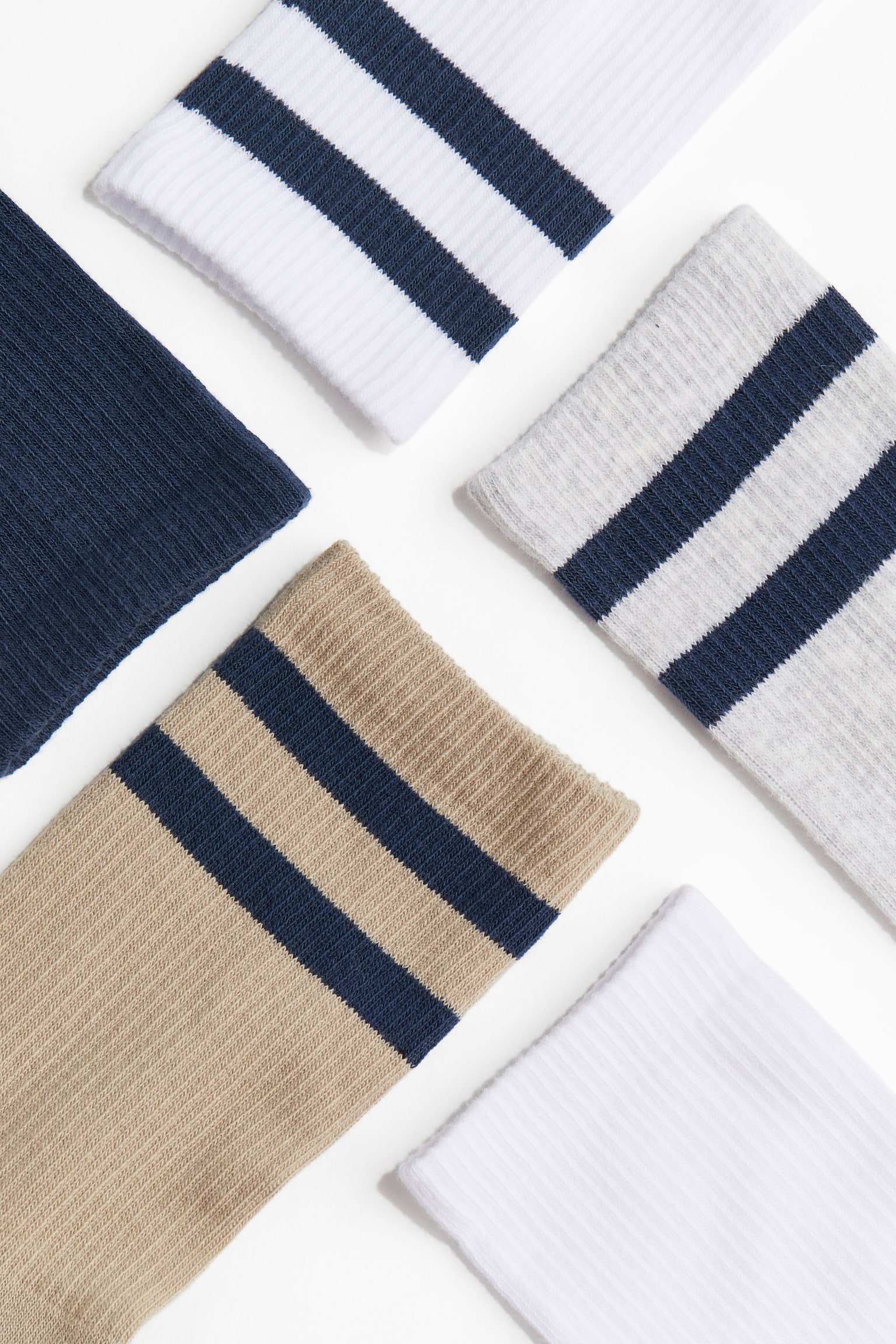 5-pack socks - Beige/Navy blue/White/Grey/Grey marl/Black/Grey/White - 2