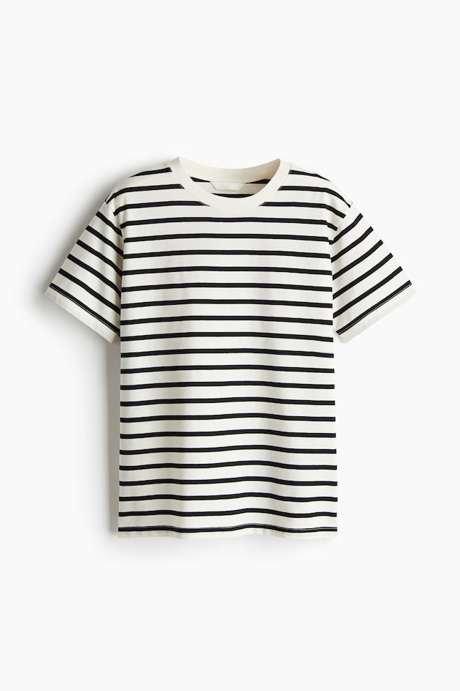 Cotton T-shirt - Cream/Striped/White/White/Navy blue striped/Dark mole/Black/Navy blue/Light pink/Light yellow - 1