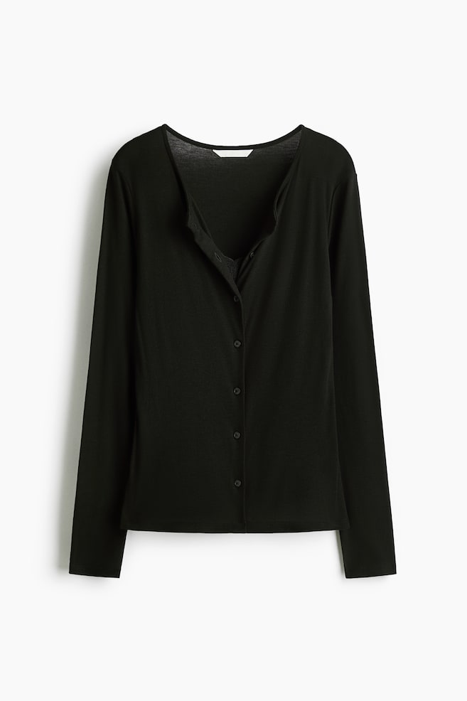 Layered Cardigan - Black/Dark brown/Cream - 1