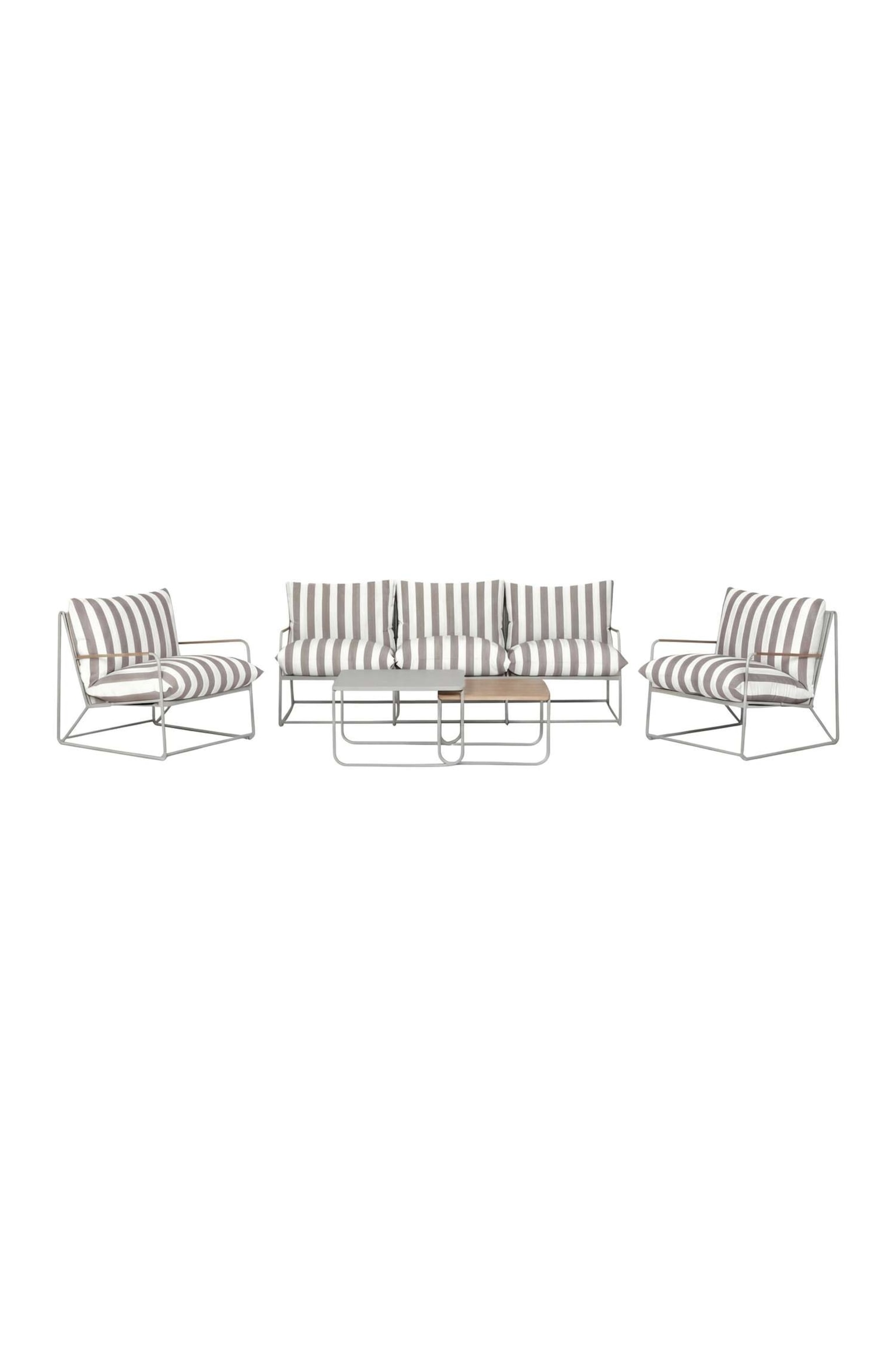 Conjunto De Sofás Palazzo - Acero, Beige y blanco a rayas/Acero, Negro - 1