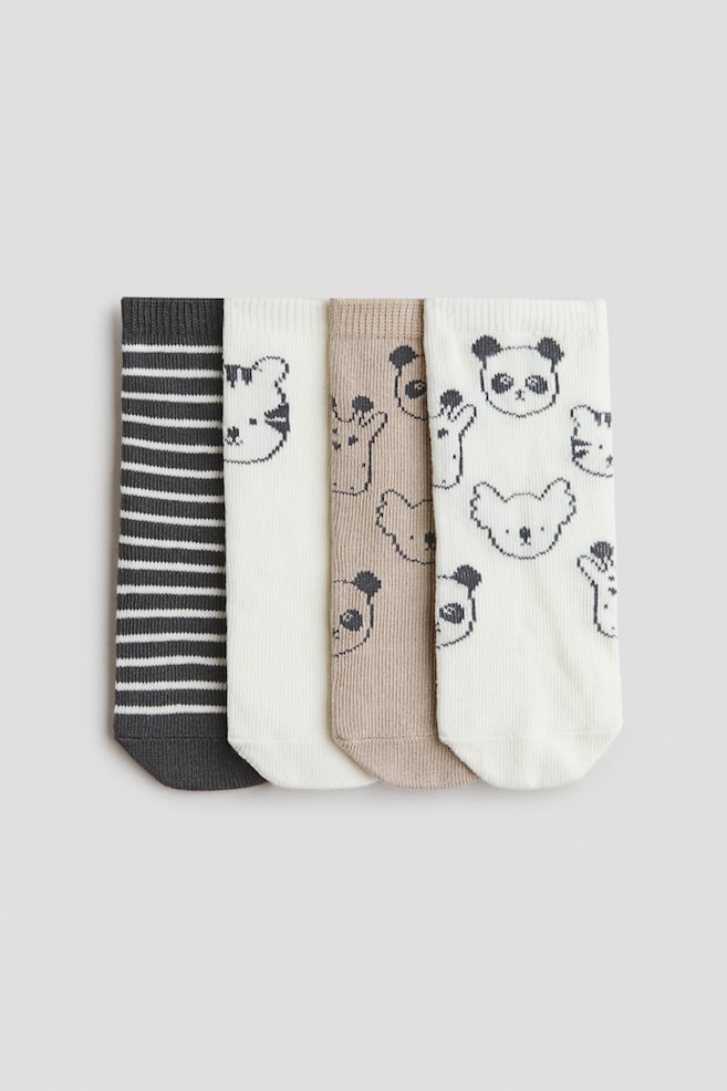4-pack socks - Dark grey/Animals/Dusty green/Dinosaurs/Blue/Vehicles - 1