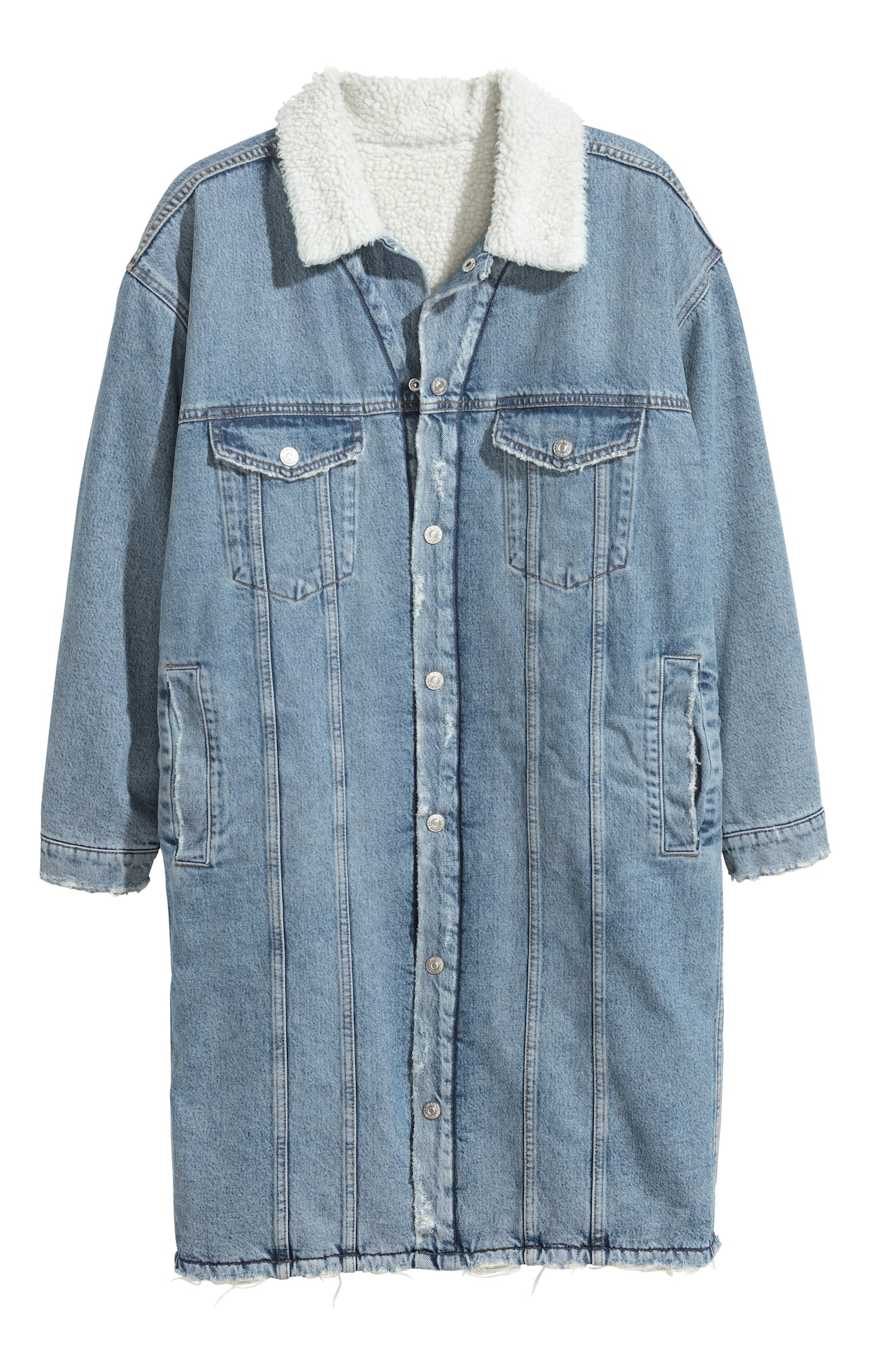 Knee-length Denim Jacket Light denim blue Men H&M US