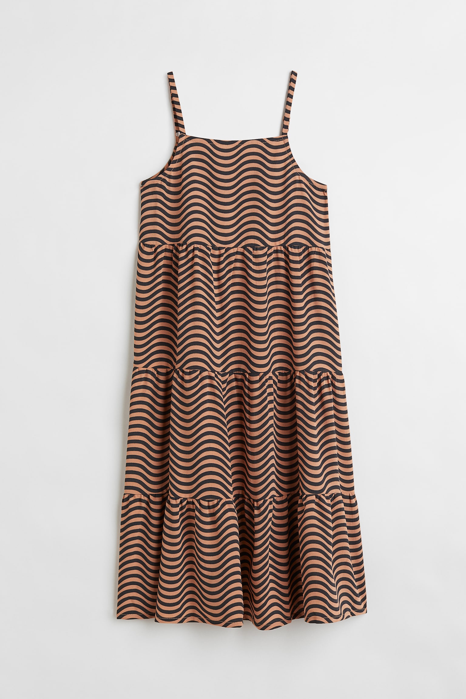 Tiered dress - Dark beige/Patterned/Light purple - 1