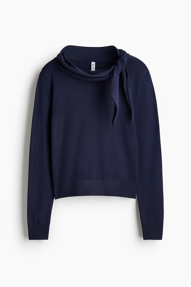 Pullover mit Schalkragen - Marineblau/Hellblau - 1
